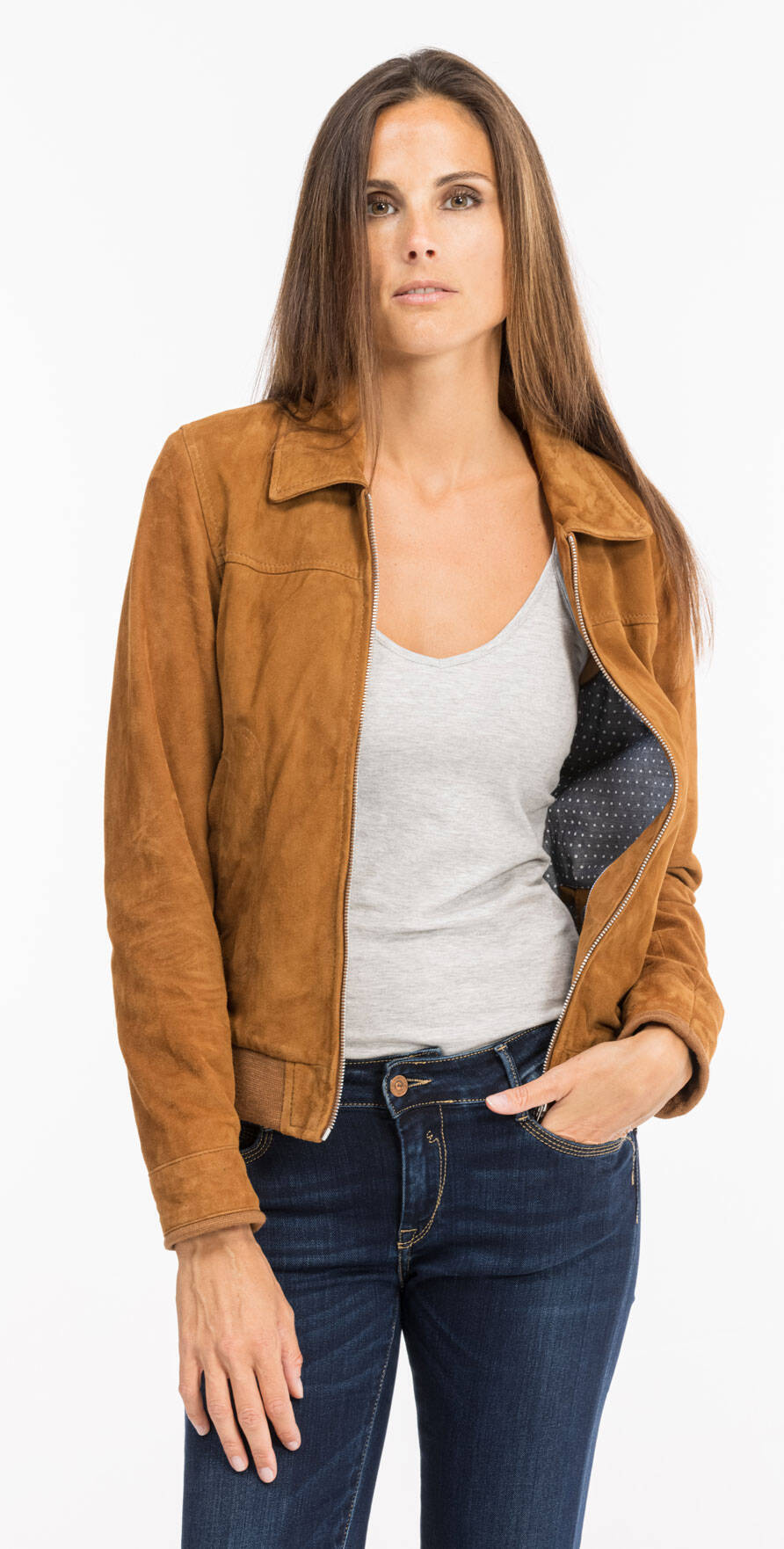 Cognac leather hot sale jacket ladies