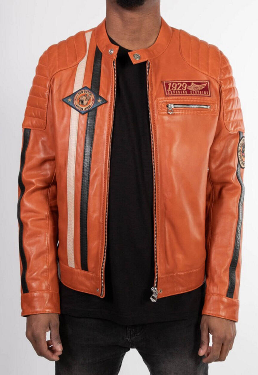 Burnt orange leather outlet jacket mens