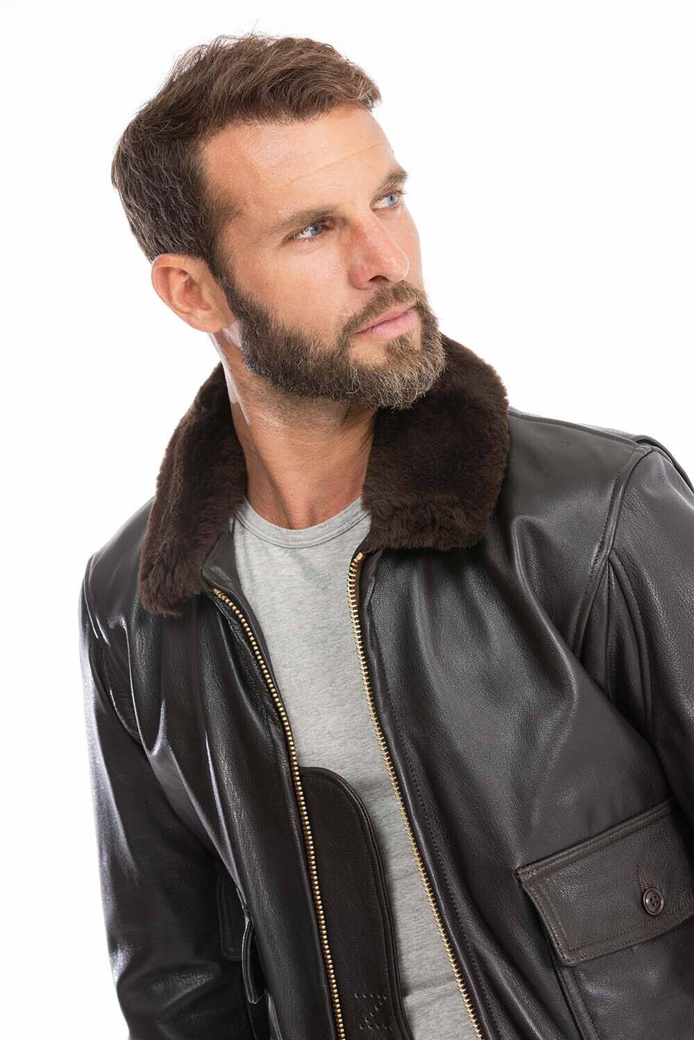 blouson aviateur pilote homme marron cockpit Z2108W (10)