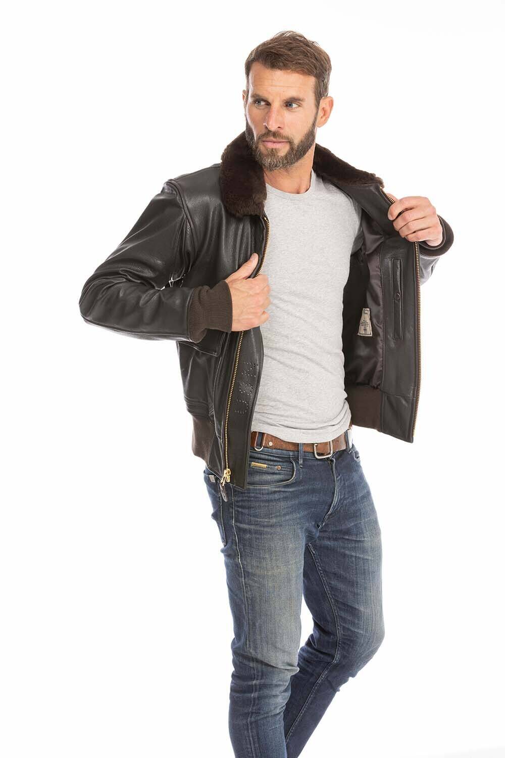 blouson aviateur pilote homme marron cockpit Z2108W (6)