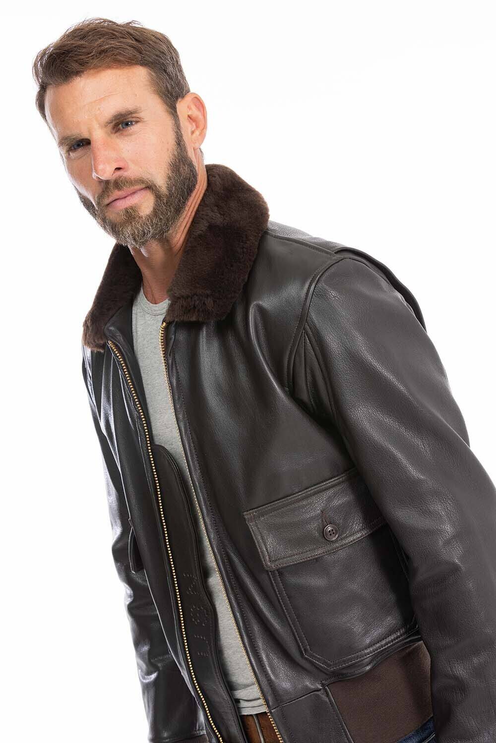 blouson aviateur pilote homme marron cockpit Z2108W (9)