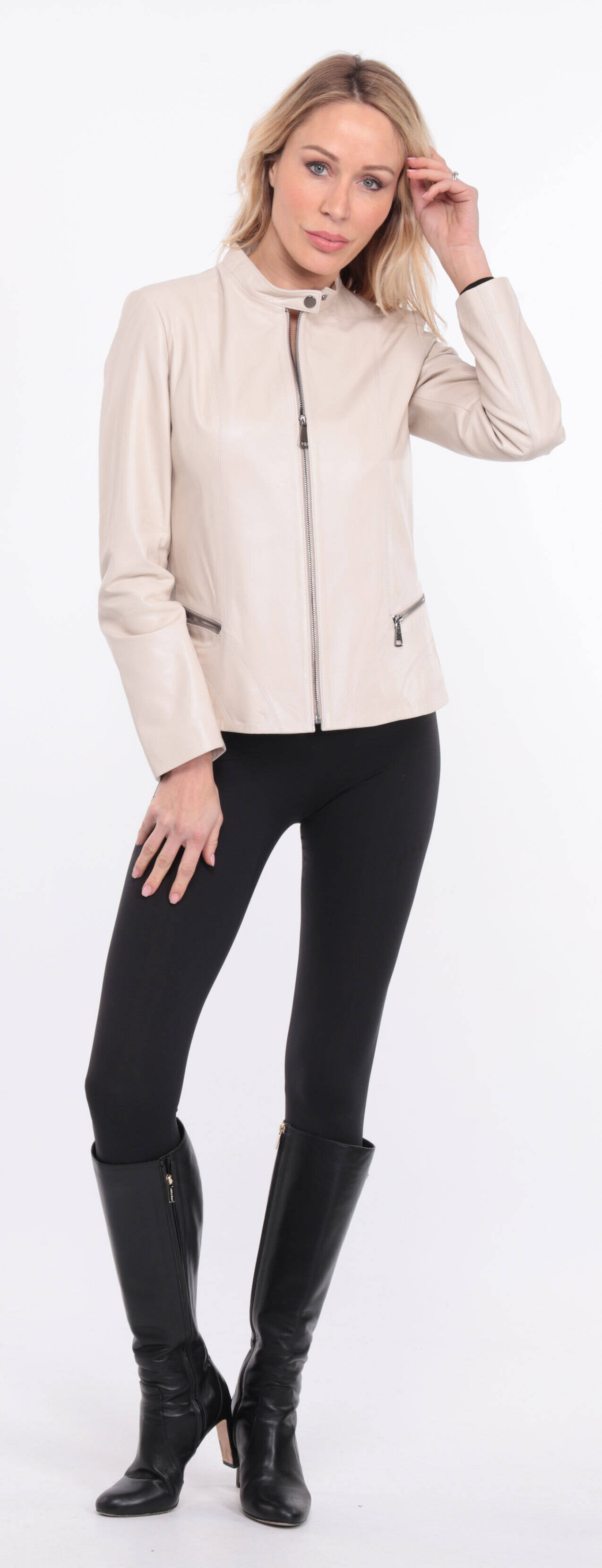 blouson cuir ecru christelle  (19)