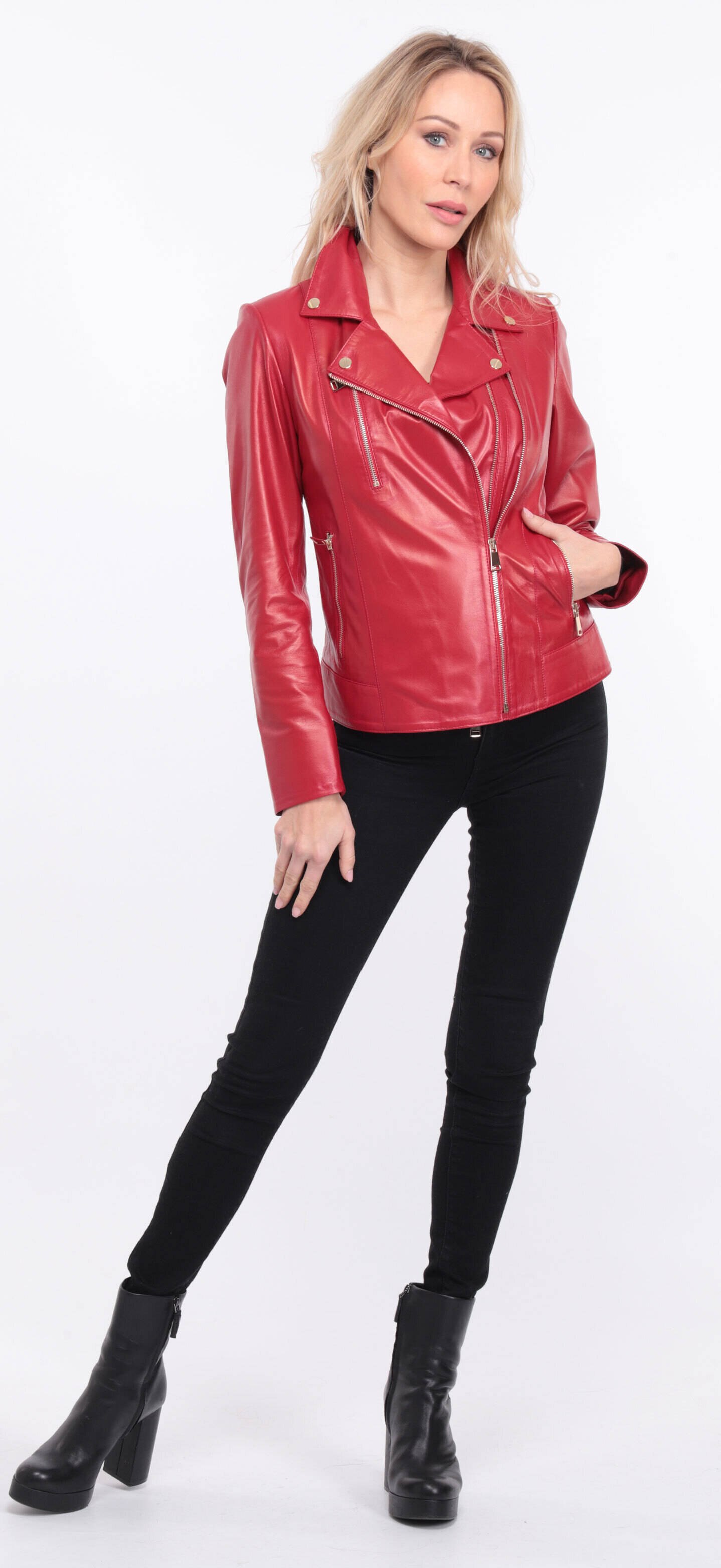 blouson cuir elsa rouge (3)