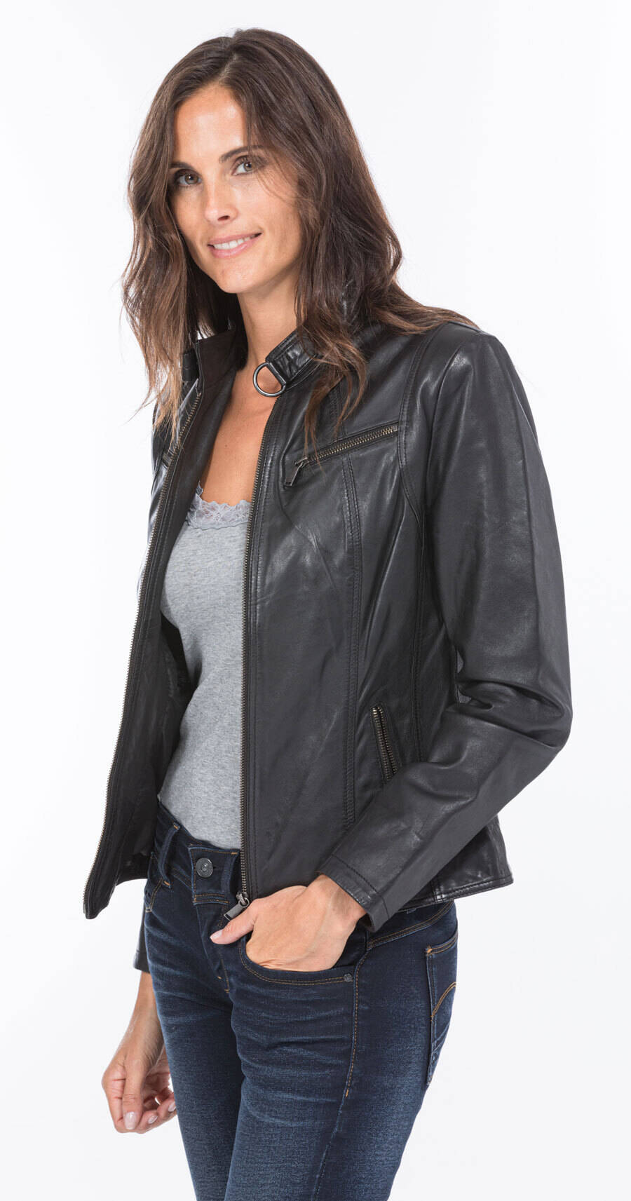 blouson cuir femme marie noir  (11)