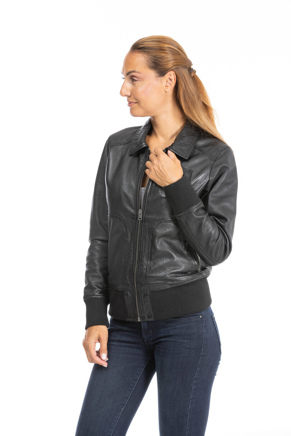 blouson cuir femme noir 64605 (4)