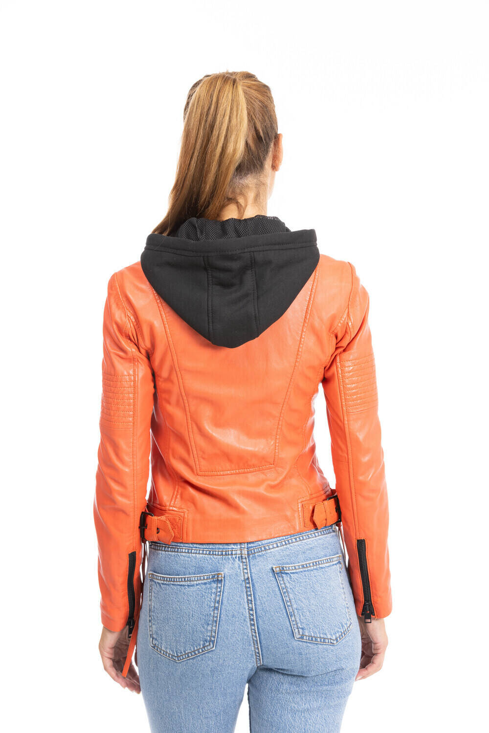 blouson cuir femme orange janin (10)