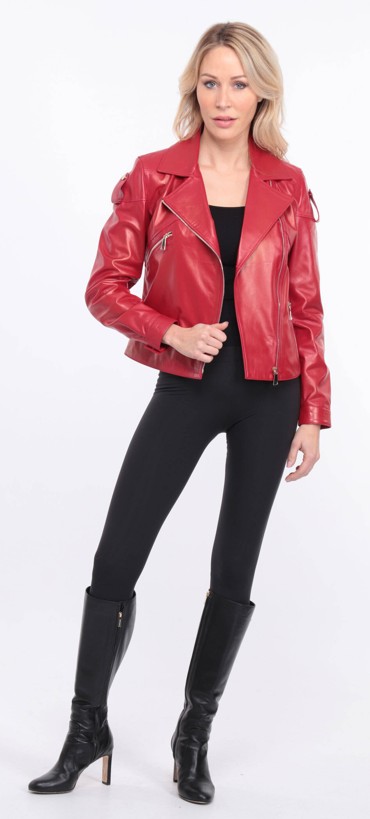 blouson cuir femme rouge lyna (12)