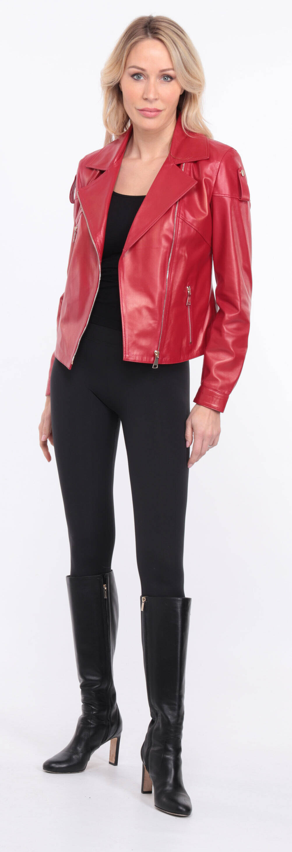 blouson cuir femme rouge lyna (13)