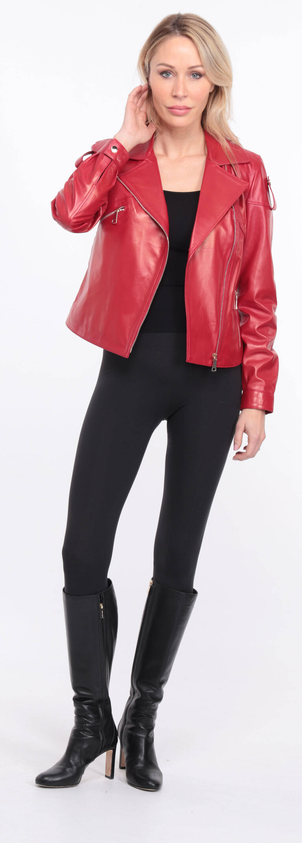 blouson cuir femme rouge lyna (16)