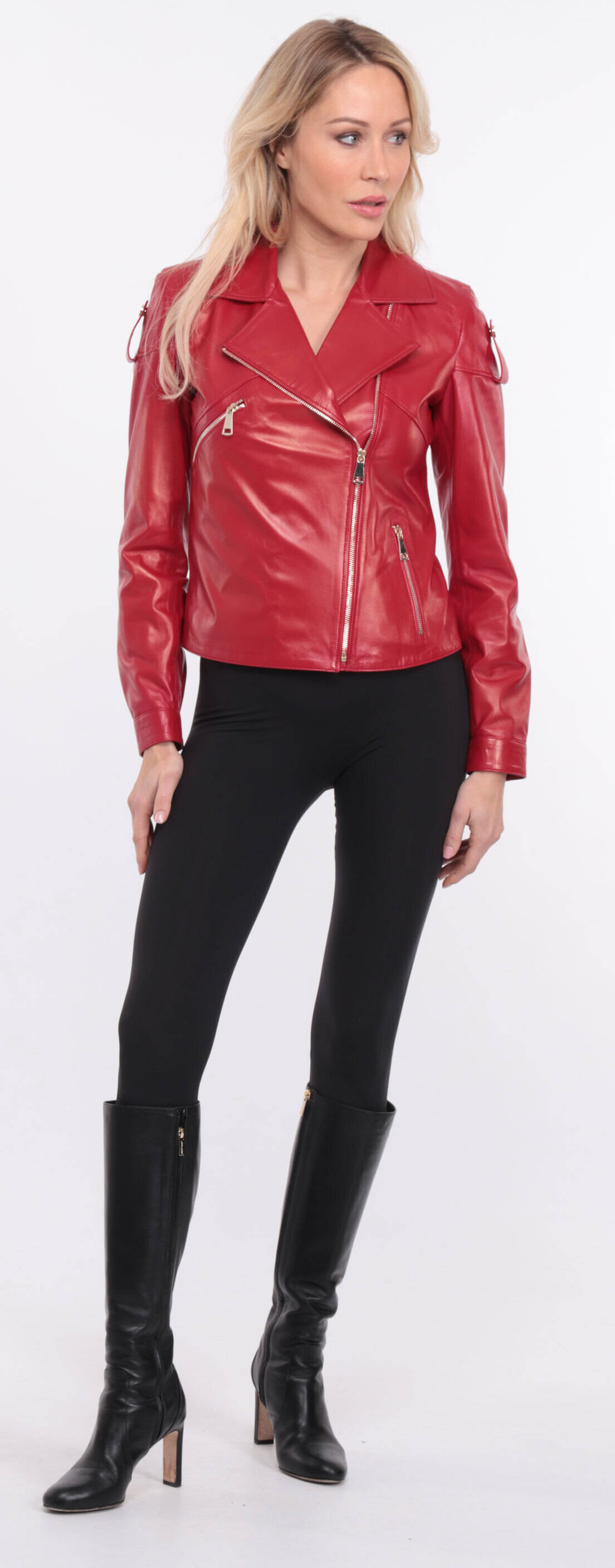 blouson cuir femme rouge lyna (8)