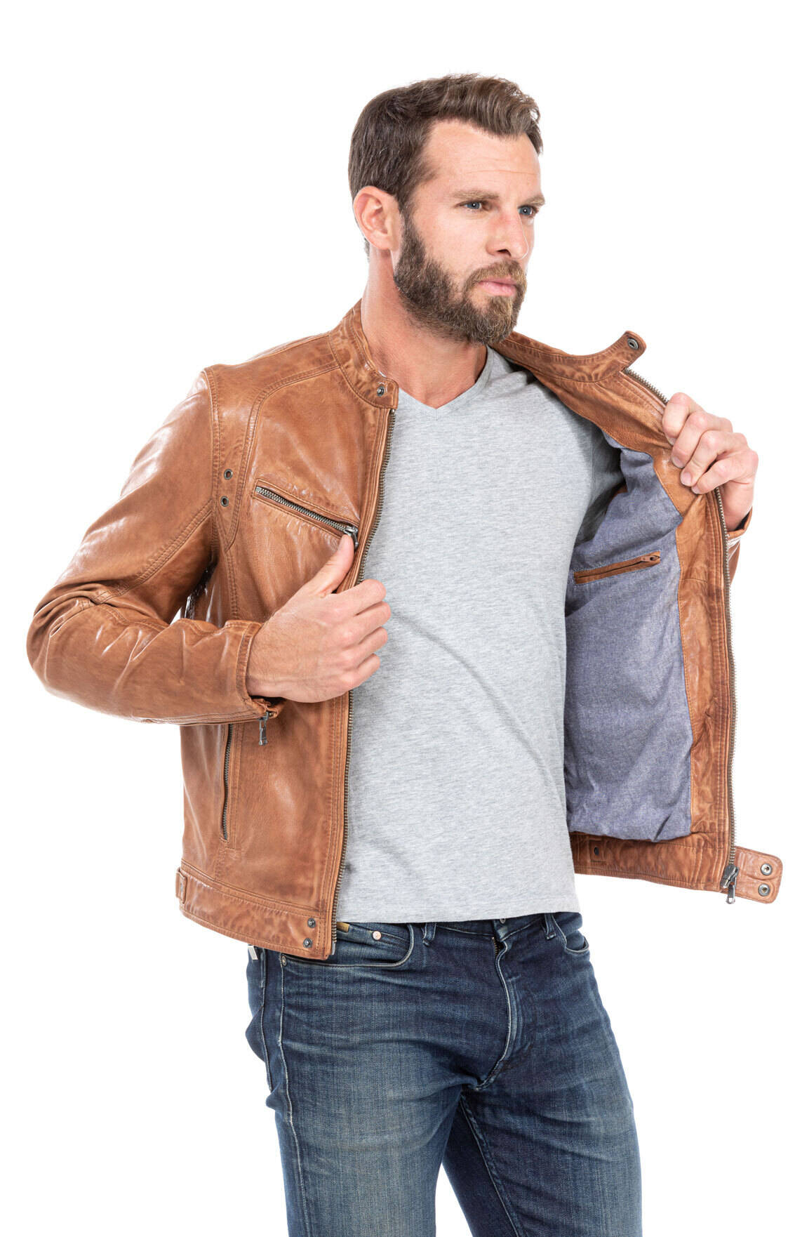 blouson cuir homme agneau cognac 100233 style motard (9)