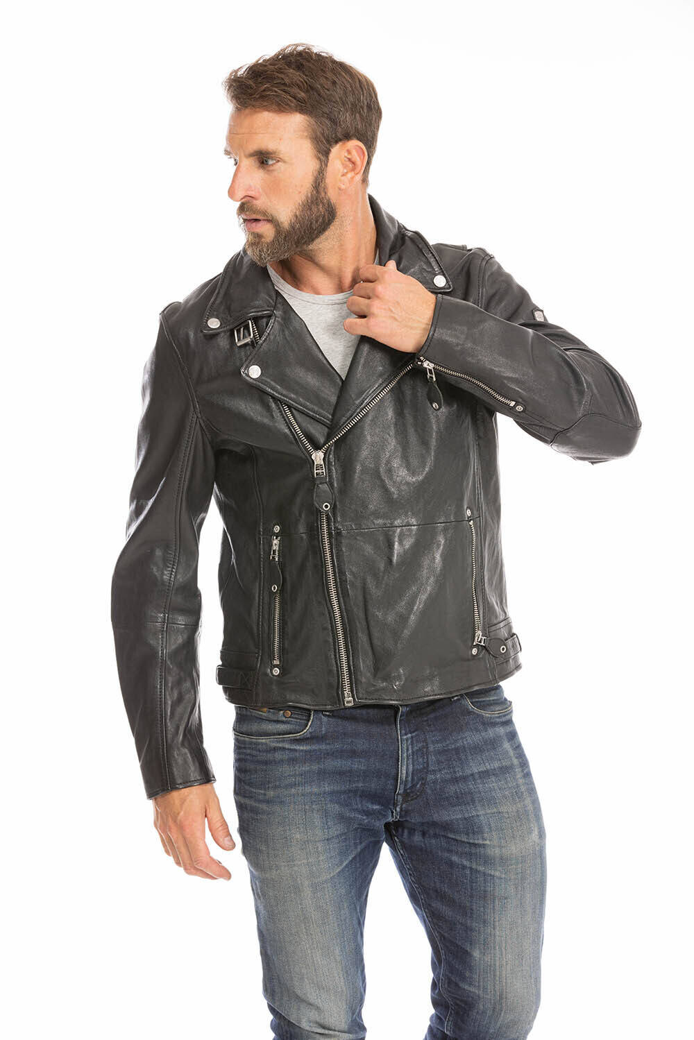 blouson cuir homme agneau noir mavric style perfecto (13)