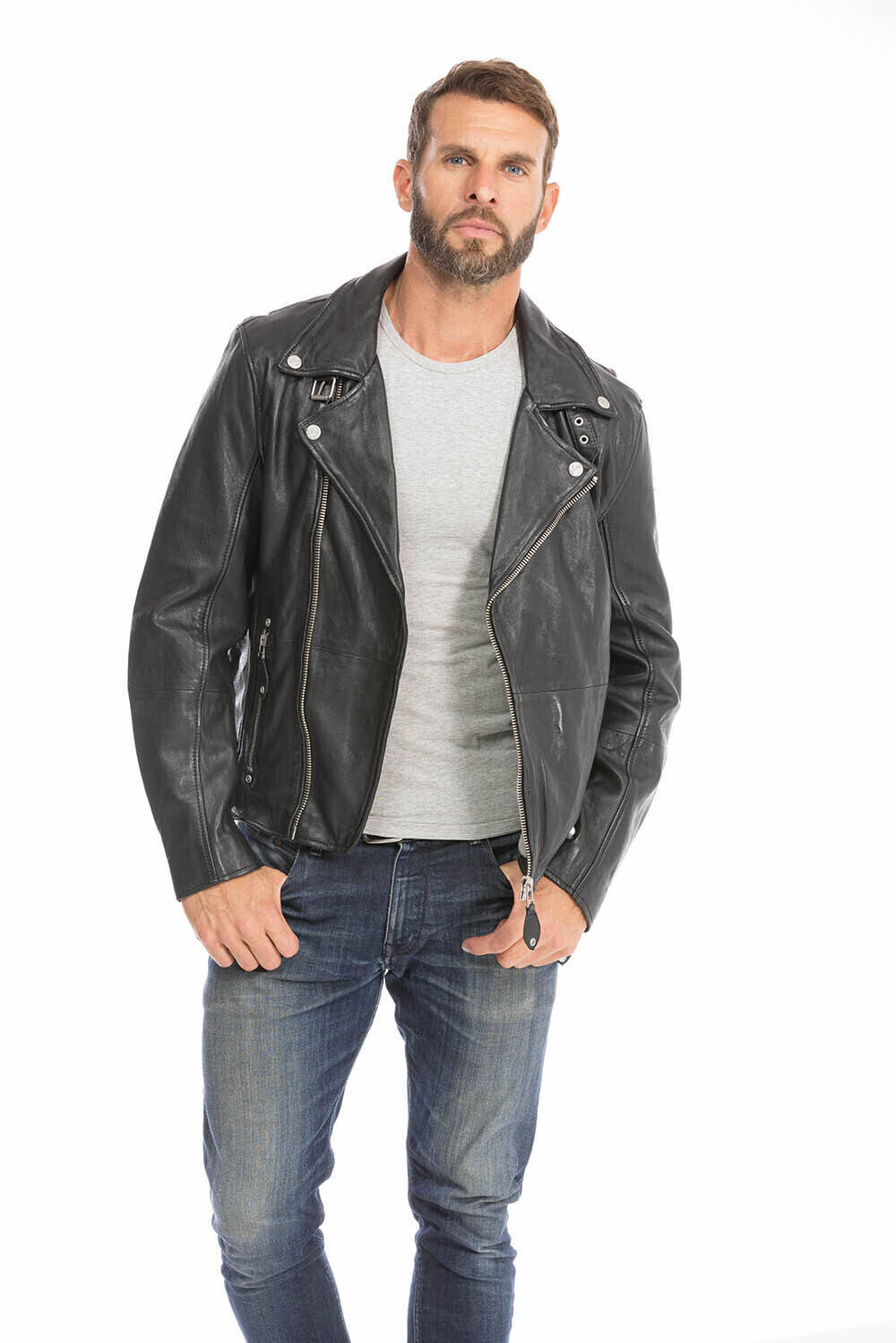 blouson cuir homme agneau noir mavric style perfecto (2)