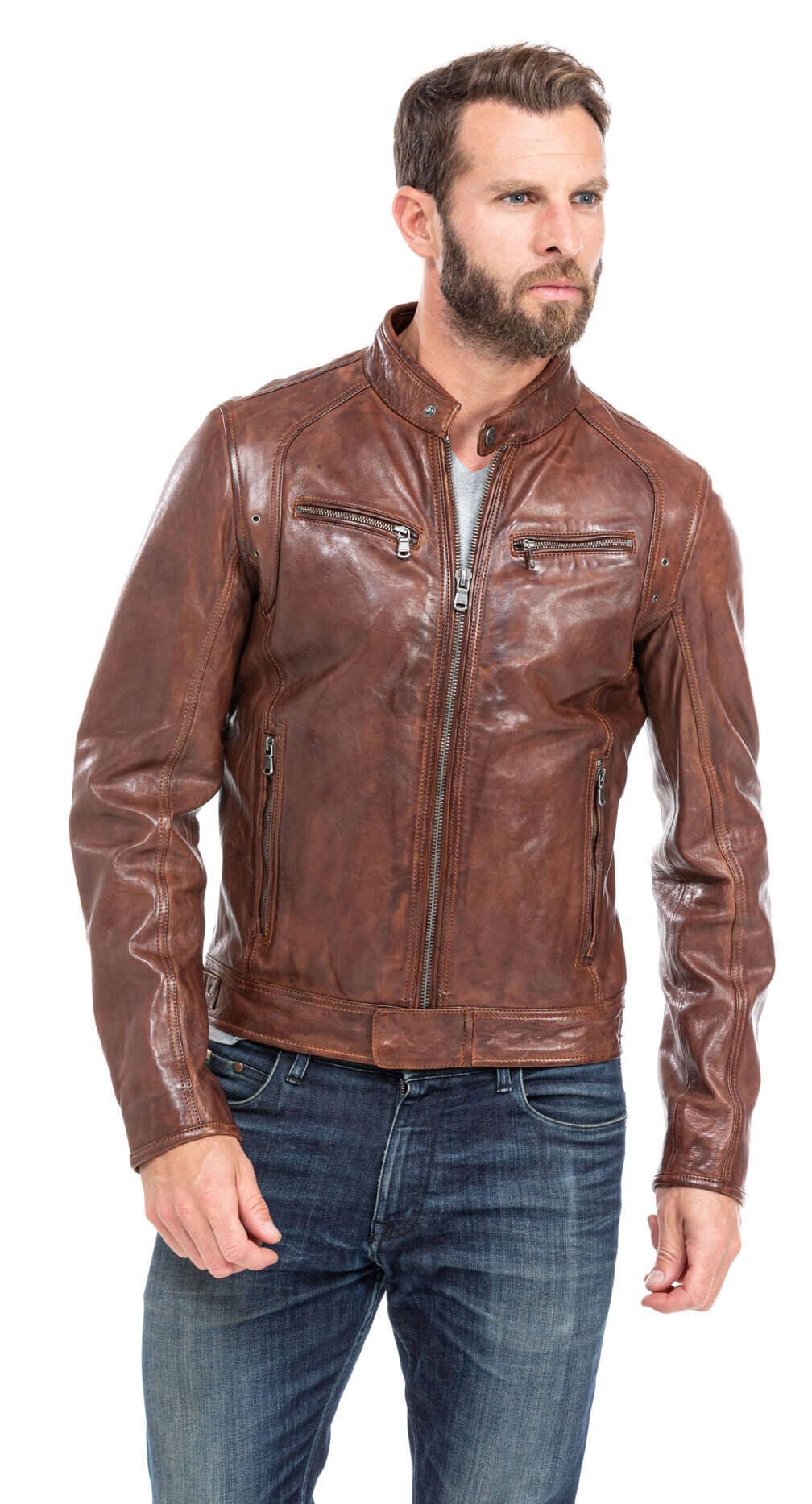 blouson cuir homme agneau tan florian style motard (4)