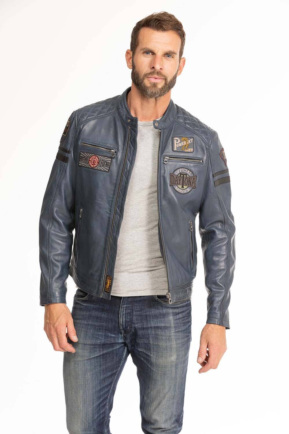 blouson cuir homme bleu 102831 style motard (3)