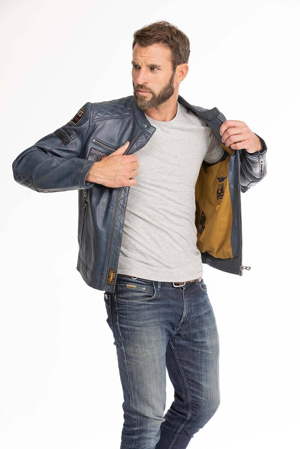 blouson cuir homme bleu 102831 style motard (7)