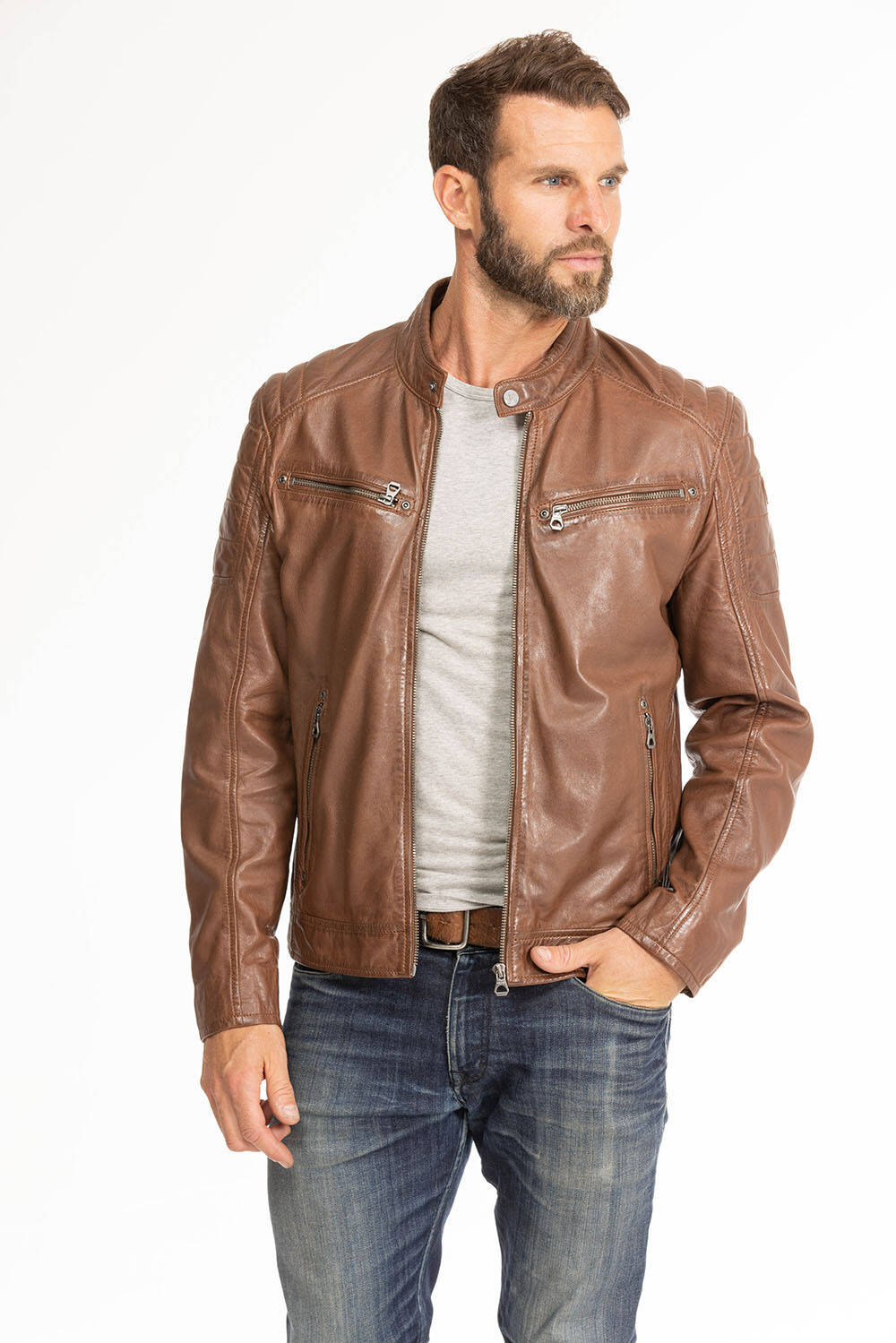 blouson cuir homme derry cognac (2)