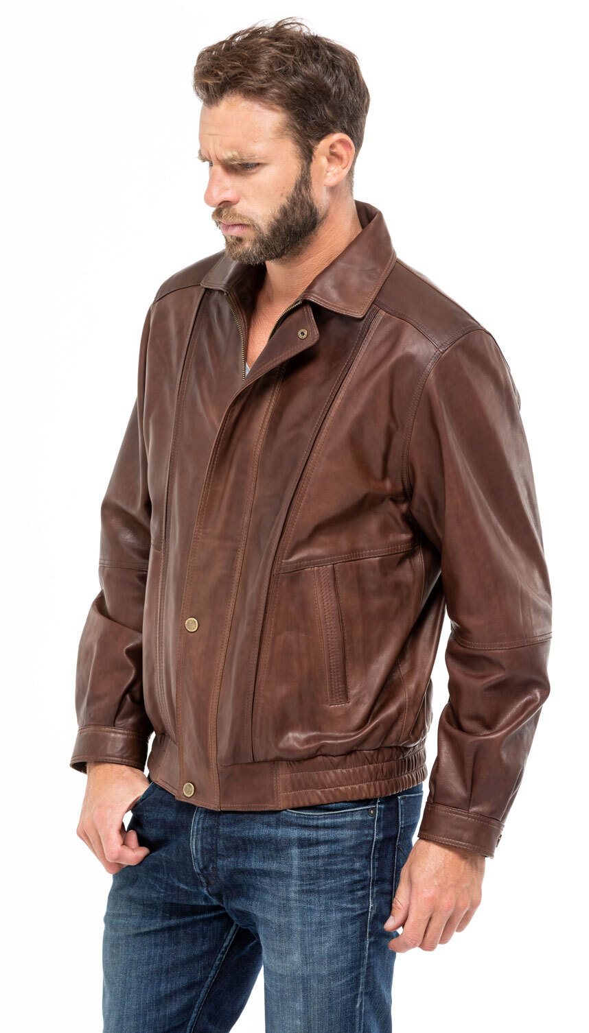 Blouson cuir homme diplomate c469 classique mannequin (6)