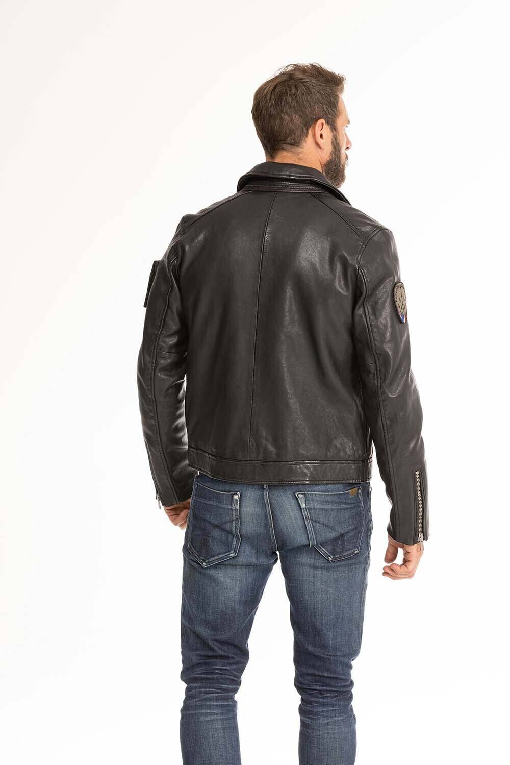 blouson cuir homme jaegger noir patrouille de france (3)