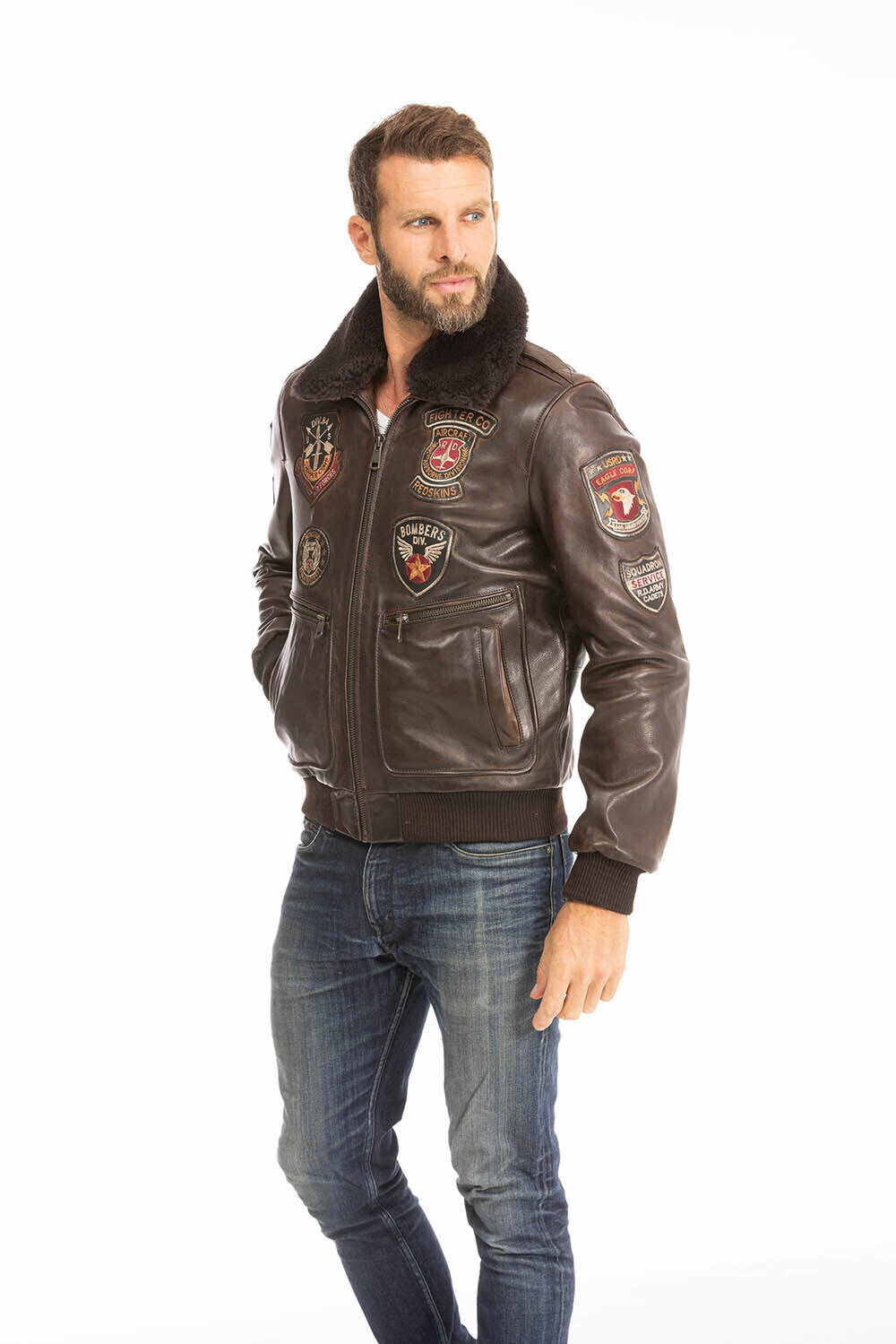 blouson cuir homme marron avia style pilote aviateur (10)