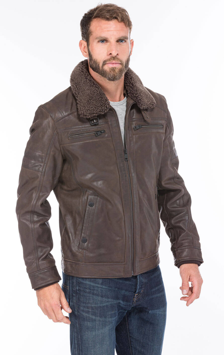 blouson cuir homme marron damien  (3)