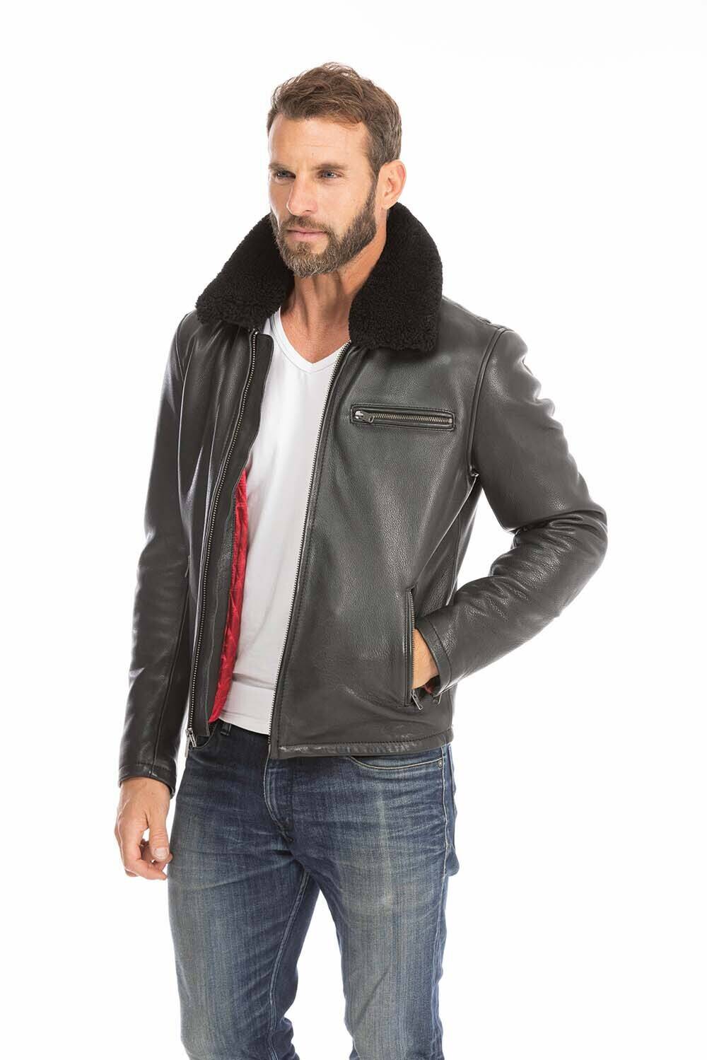 blouson cuir homme noir 102439 (1)