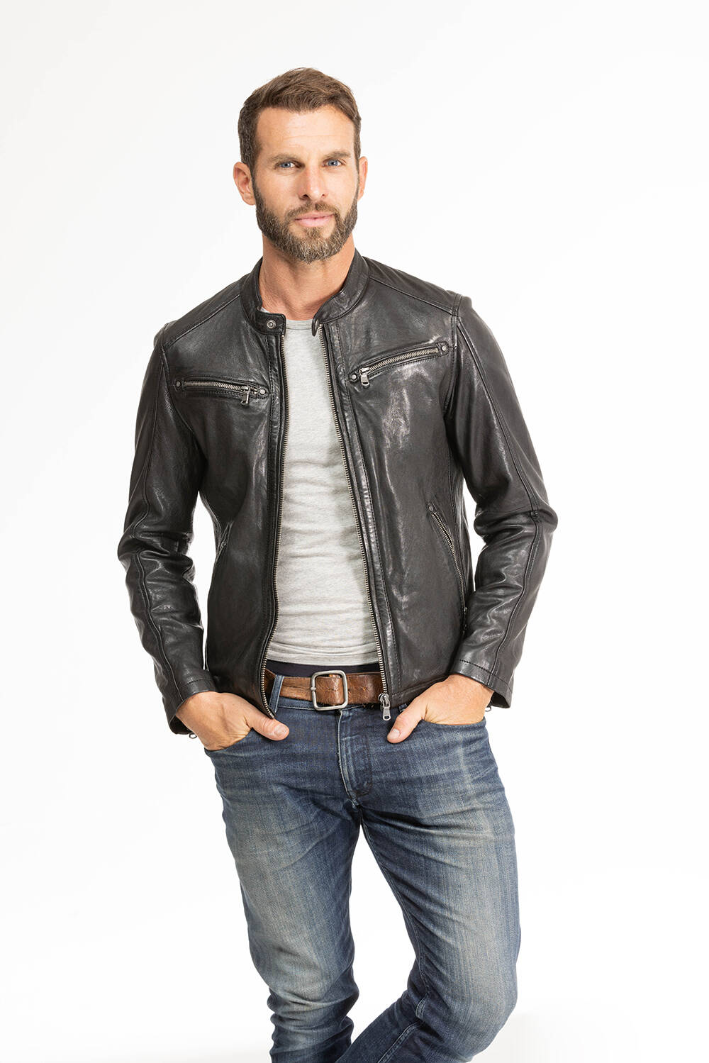 blouson cuir homme noir Gafi  (1)