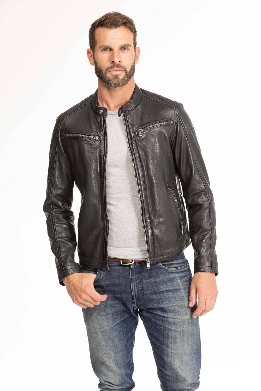 blouson cuir homme noir Gafi  (5)