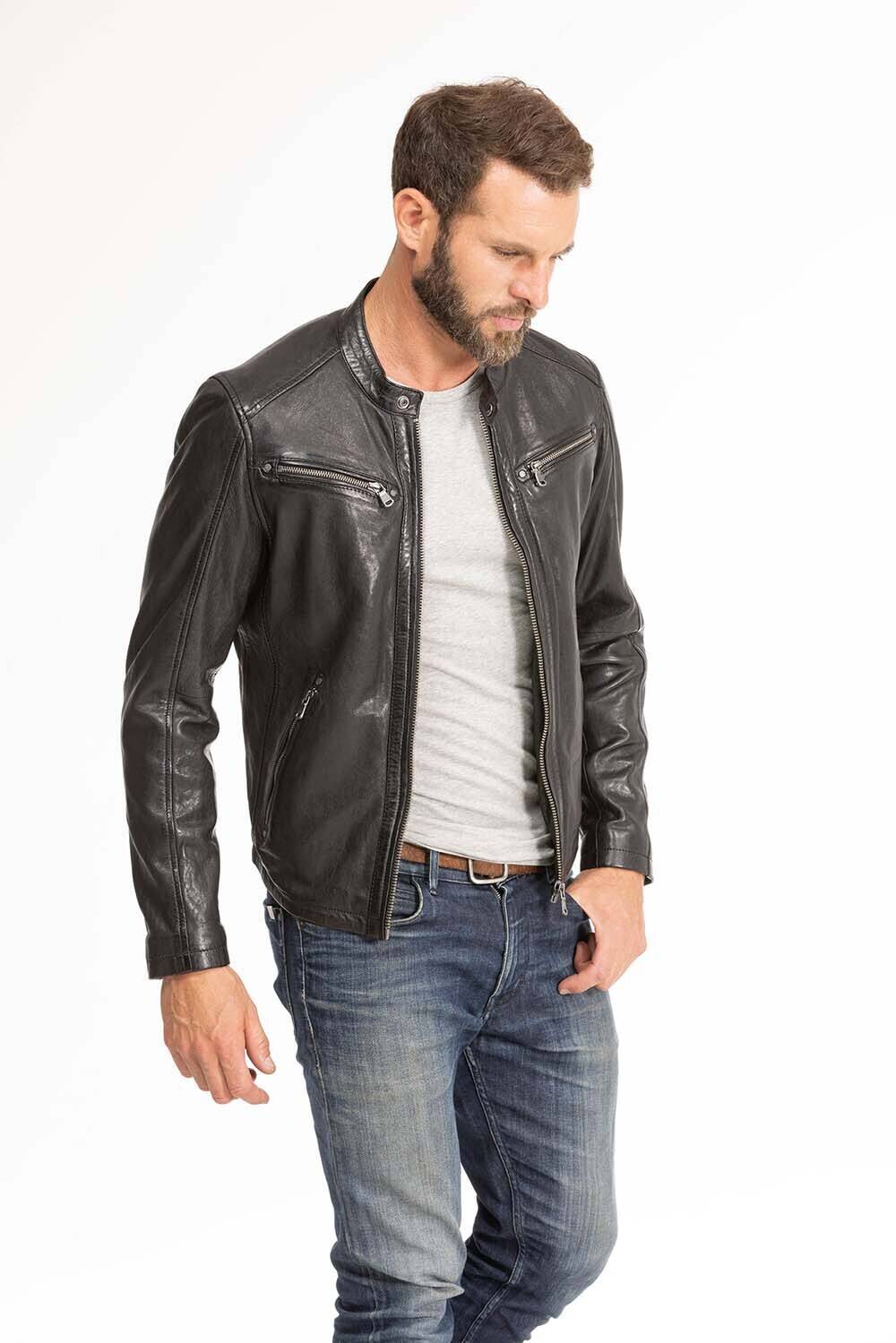 blouson cuir homme noir Gafi  (7)