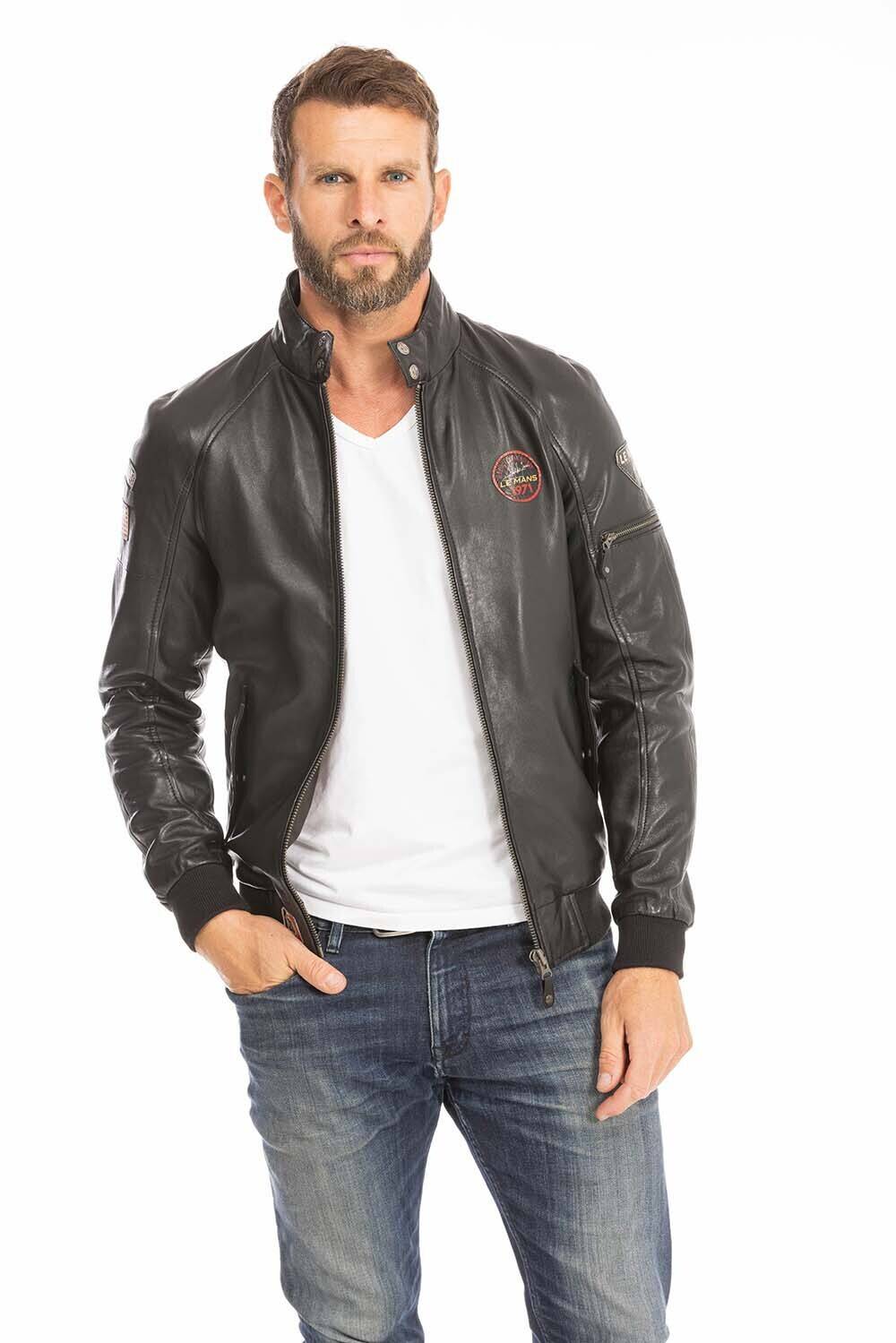 blouson cuir homme noir harry style pilote (1)