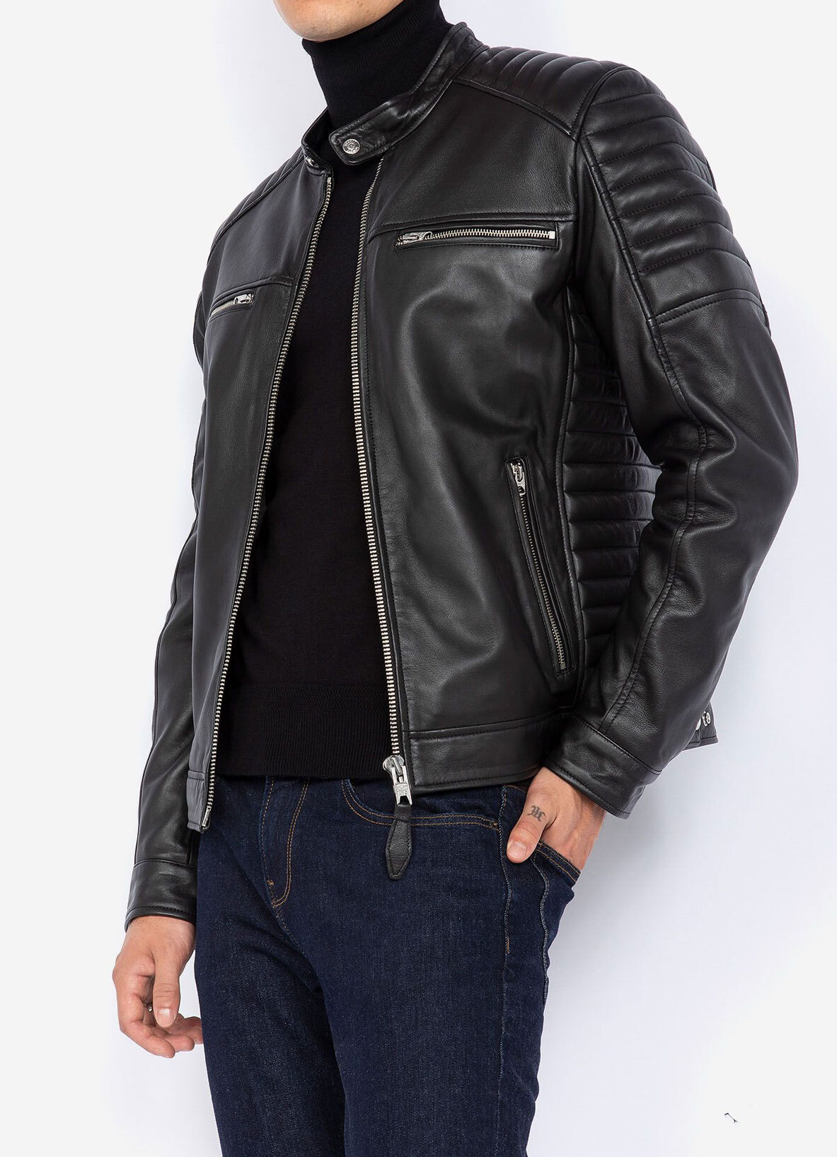 blouson cuir homme noir schott lcrock (4)