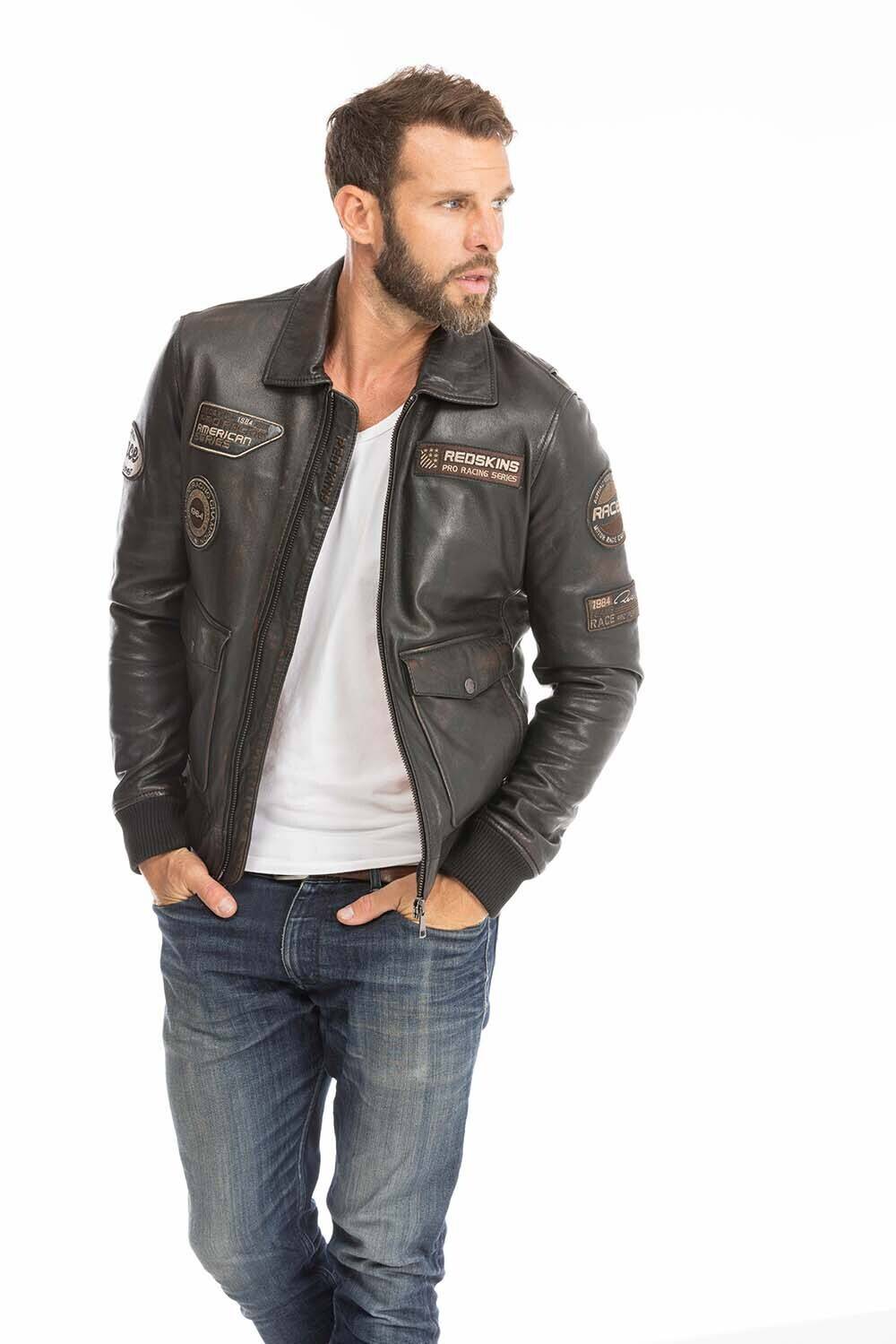 blouson cuir homme pilote marron racer (2)