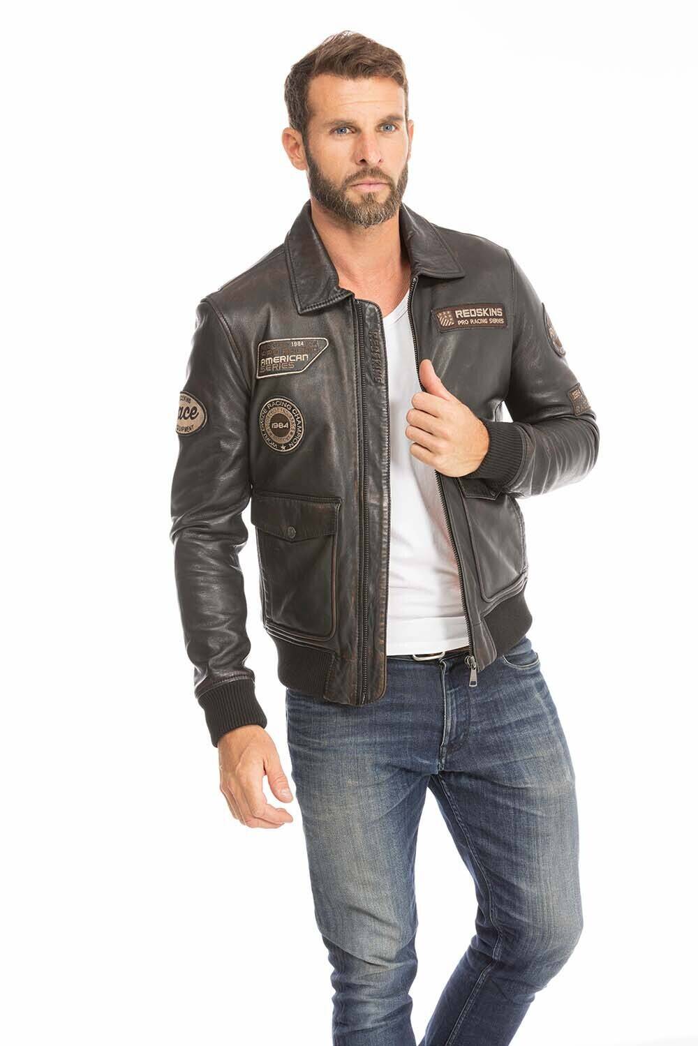 blouson cuir homme pilote marron racer (3)