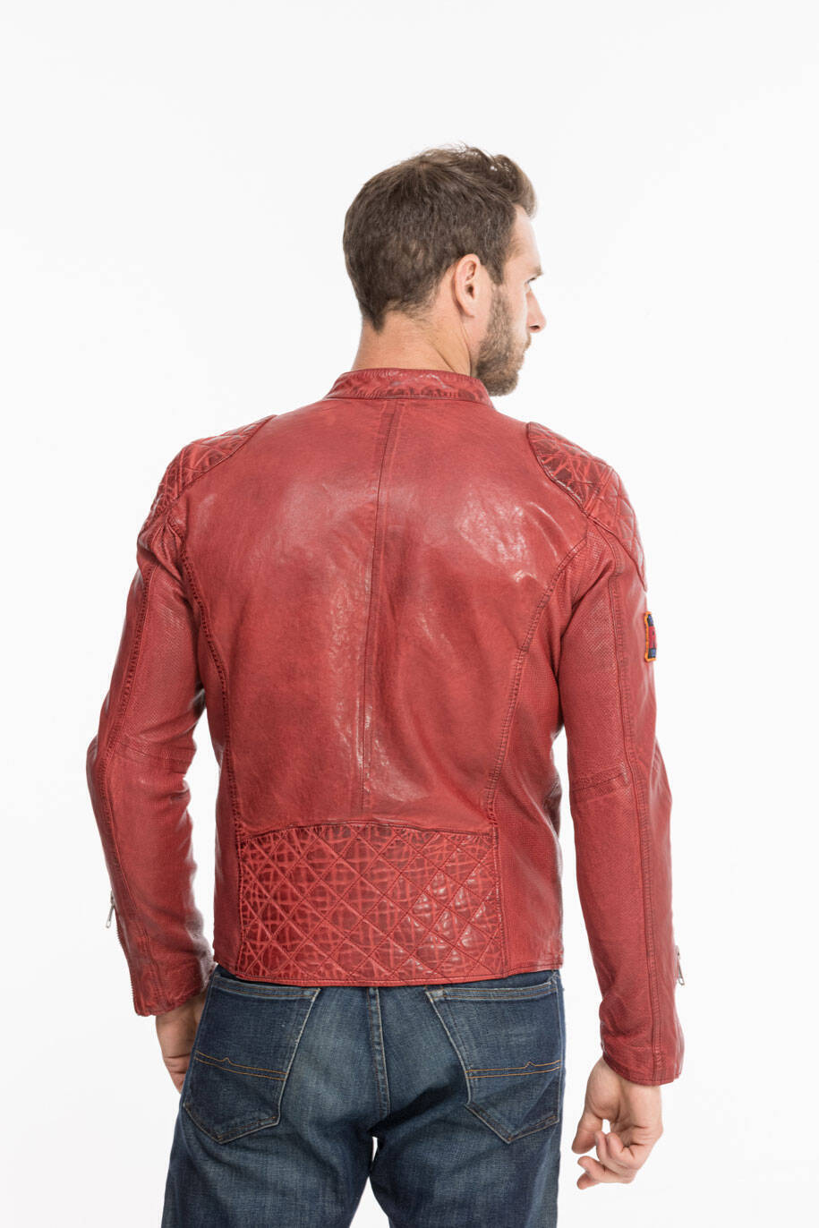 Men's red hot sale leather jacket