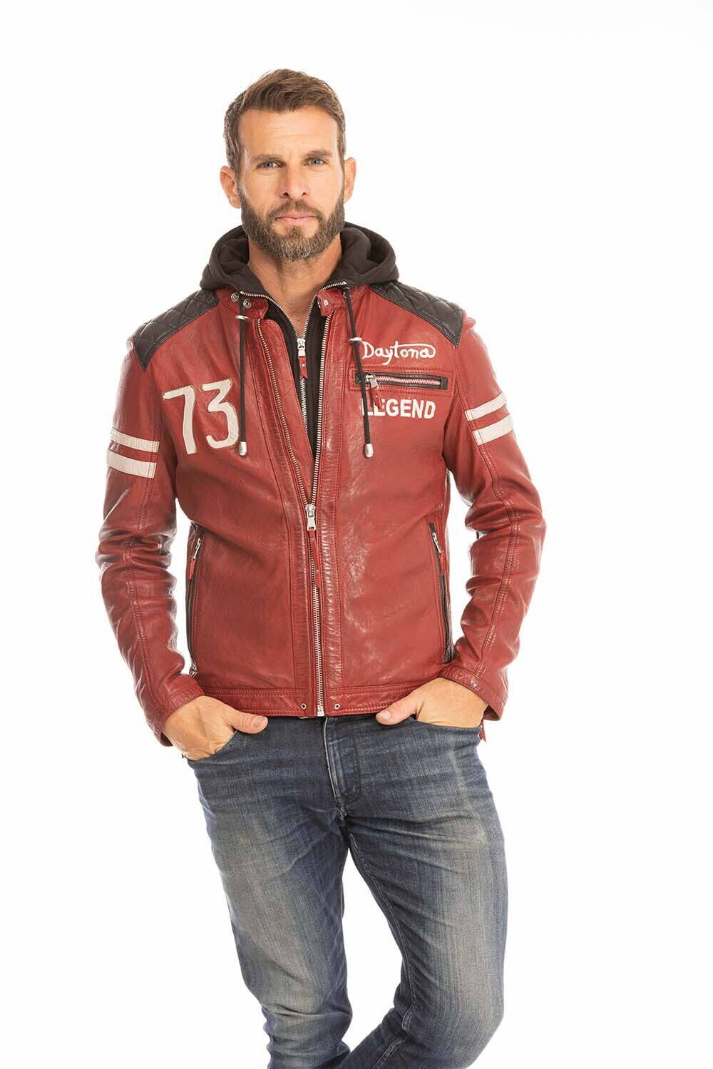 blouson cuir homme rouge 102555 motard capuche (13)