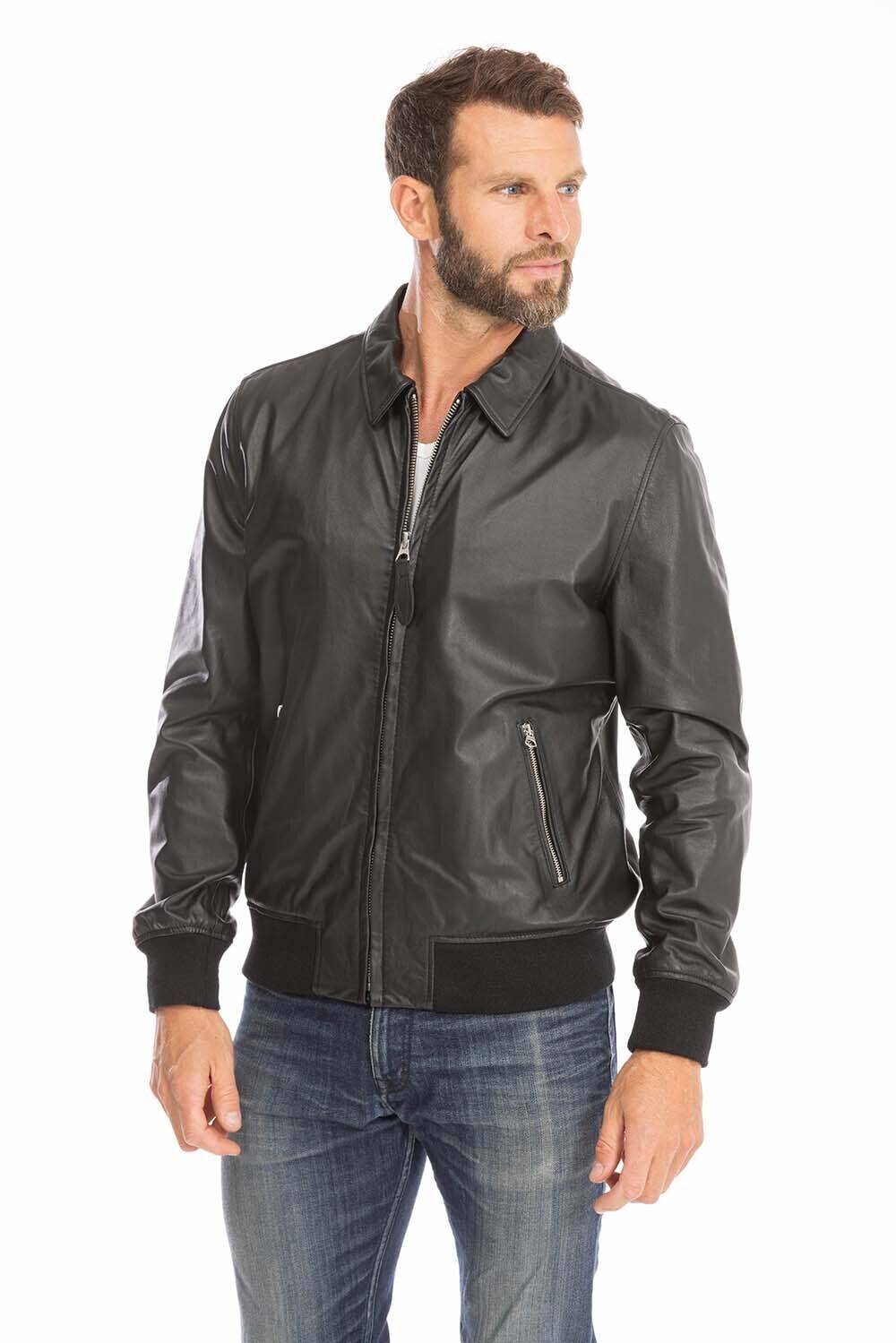 blouson cuir homme schott noir lc yales style pilote (2)