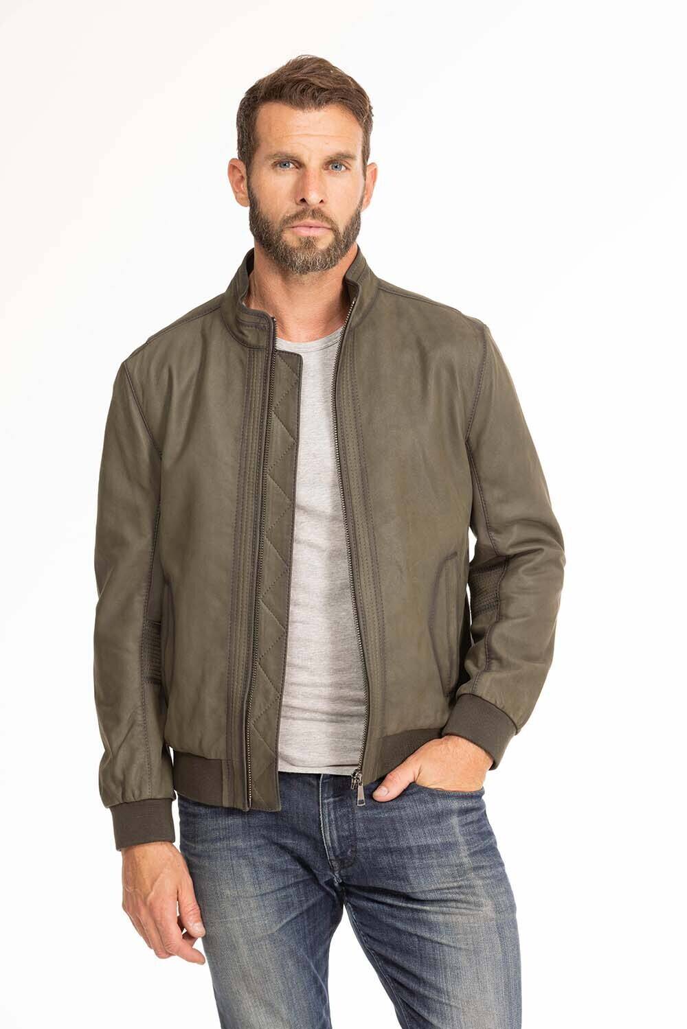 blouson cuir homme vert Gervin (1)