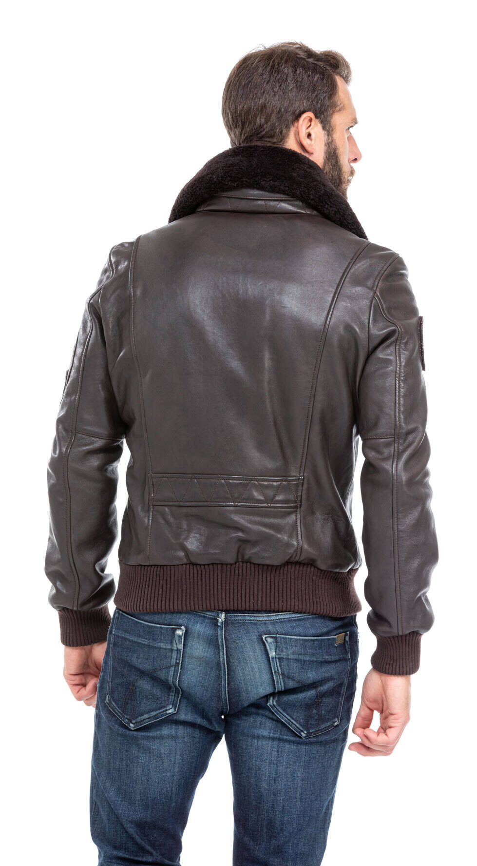 Bomber Leather jackets PATROUILLE DE FRANCE of leather lamb RAFAL YCON 120 marron Brown