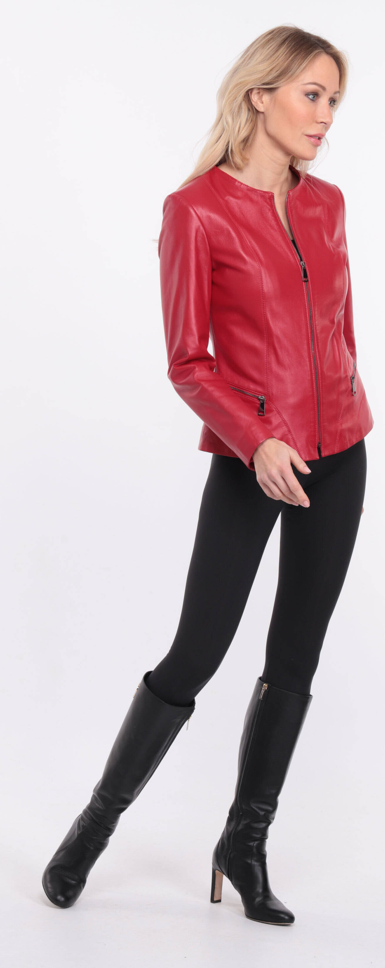 blouson cuir rouge chrsista (4)