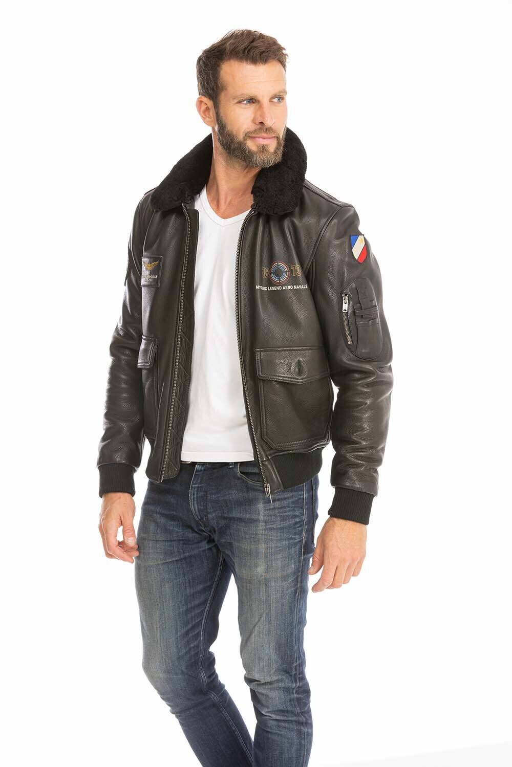 blouson pilote aviateur homme noir 102424 (2)