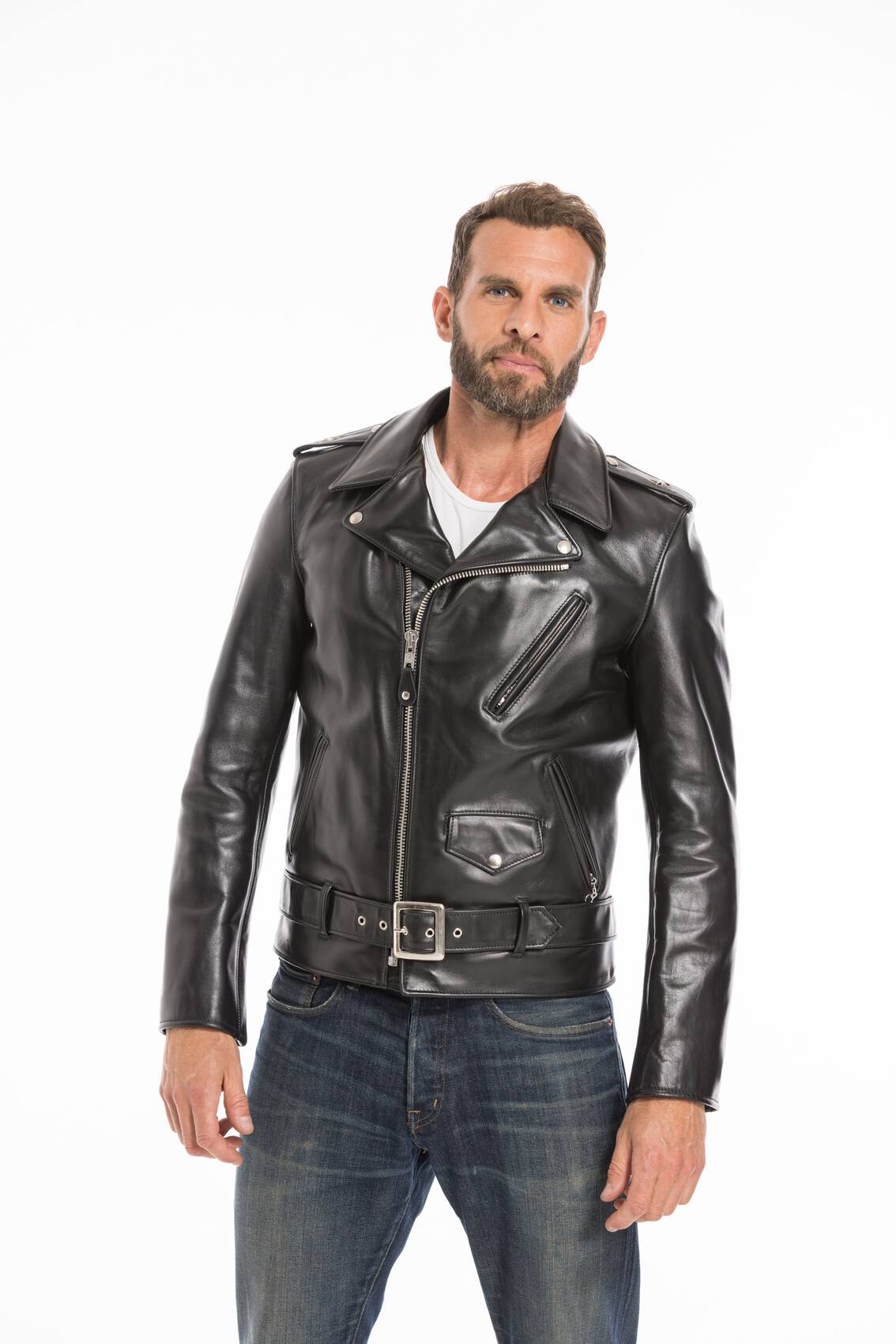 Bomber Leather jackets SCHOTT of leather calfskin-réf 613 SH noir 