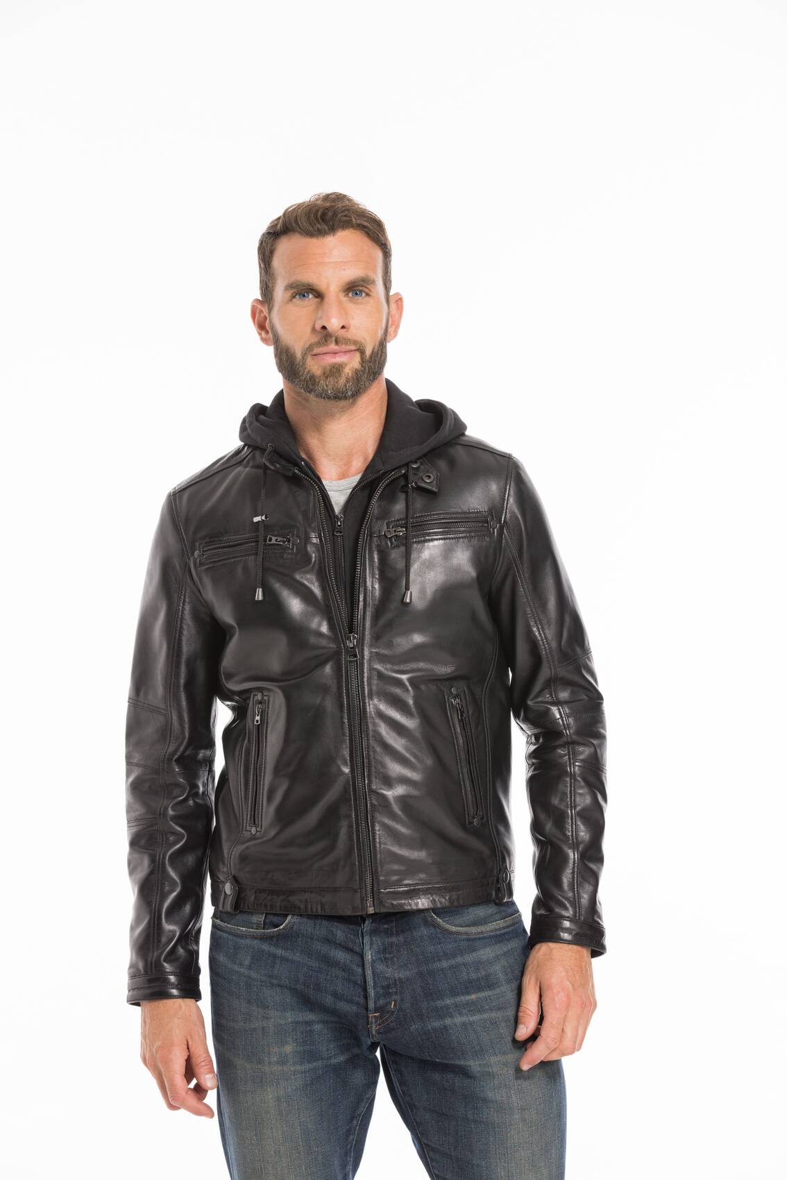 levis leather jacket with hood