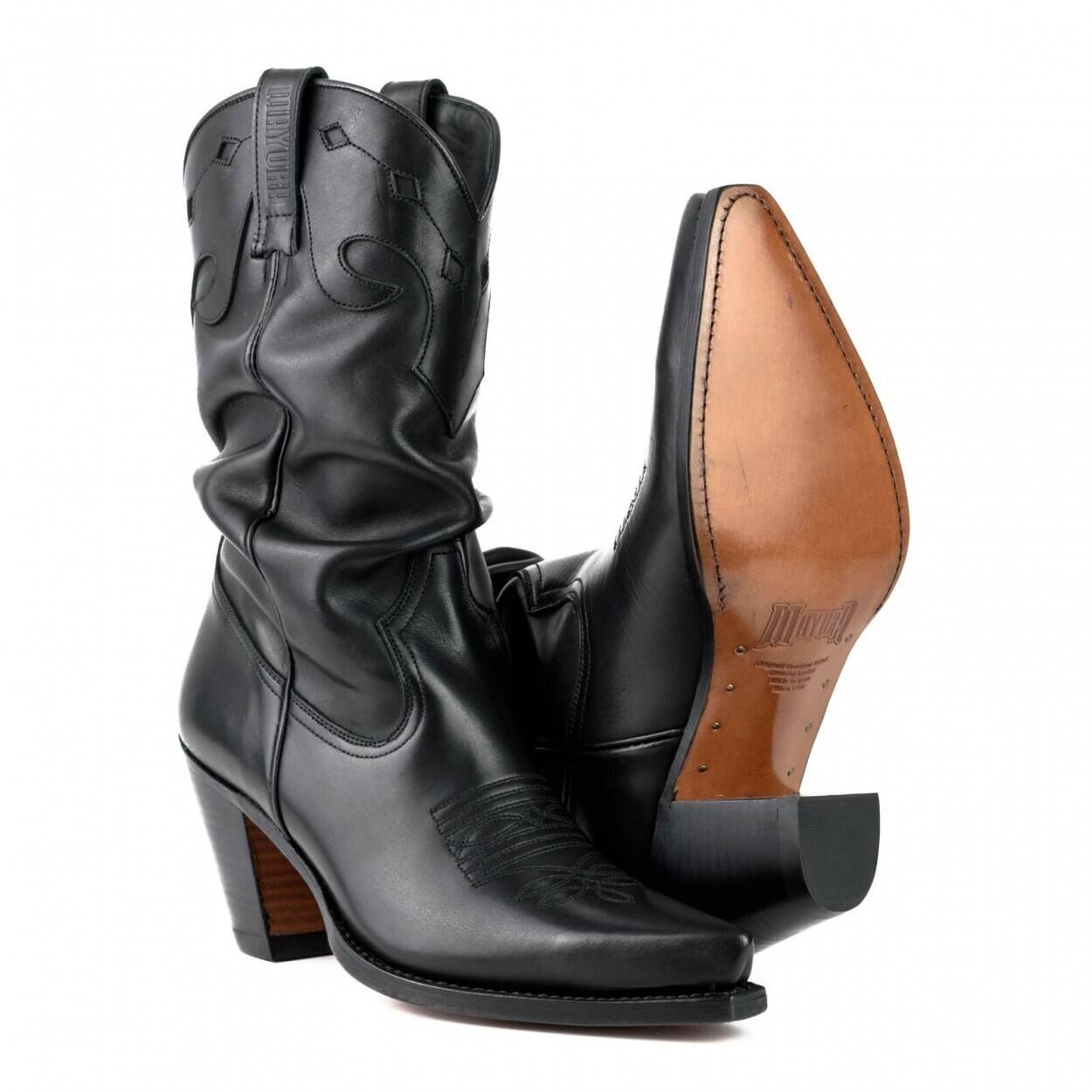 Black leather best sale cowboy boots