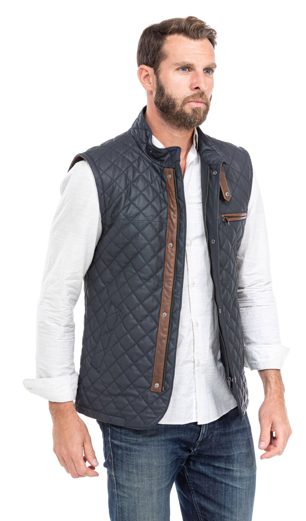 gilet cuir homme bleu marine sans manches classique e08 (3)