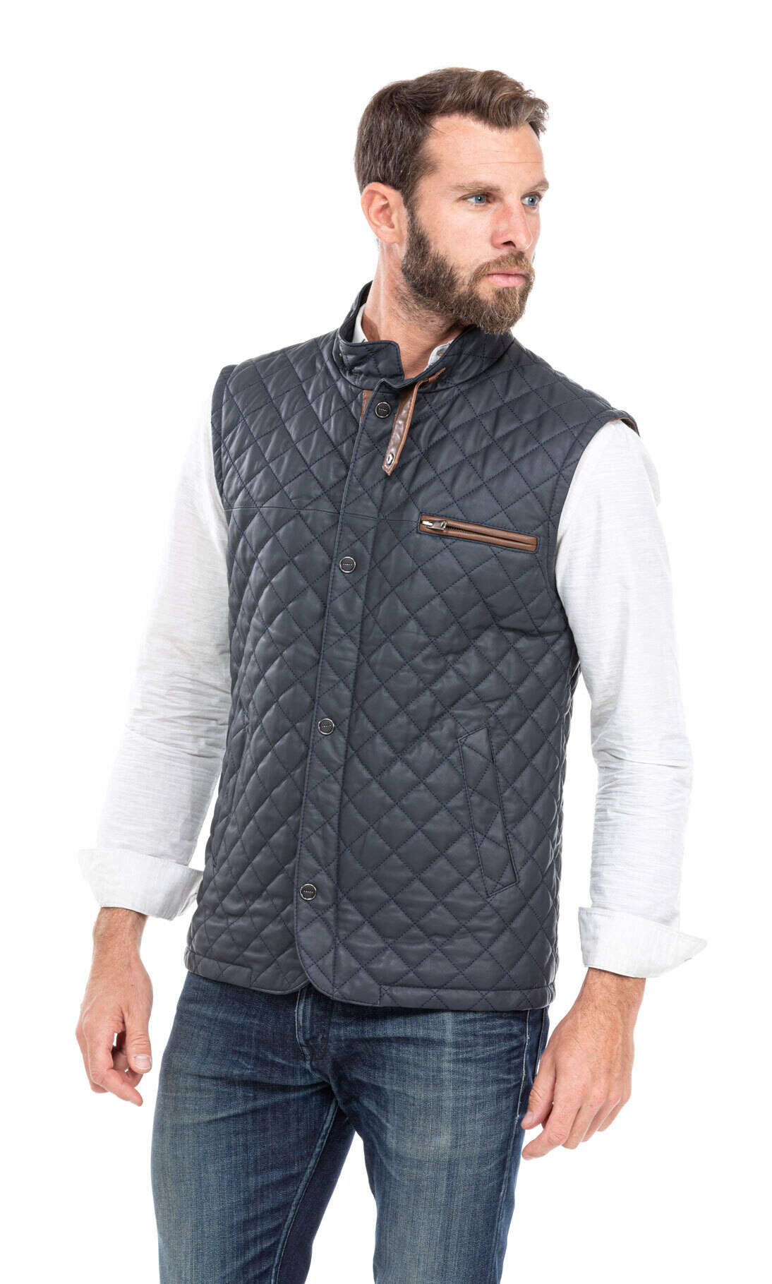 gilet cuir homme bleu marine sans manches classique e08 (8)