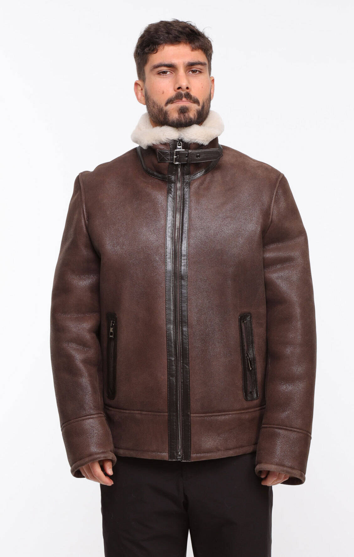 Bomber Leather jackets CUIRS GUIGNARD of leather sheep kevin marron Chestnut