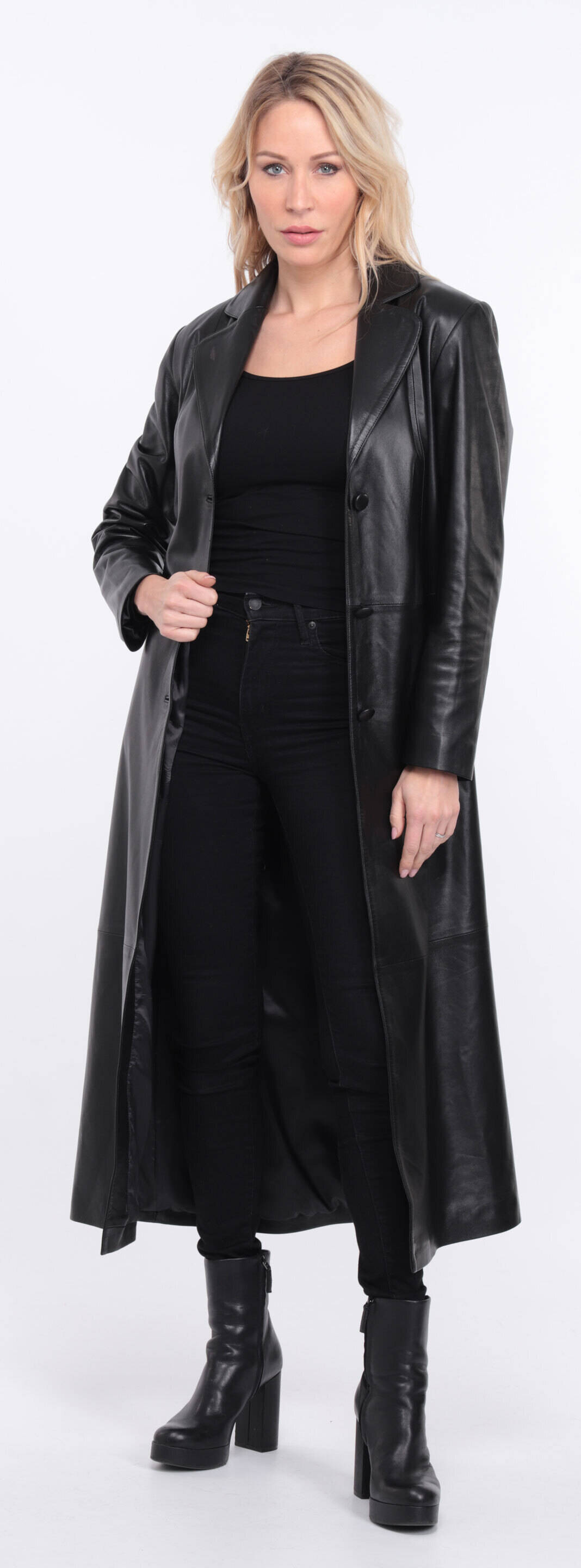 Manteau discount noir cuir