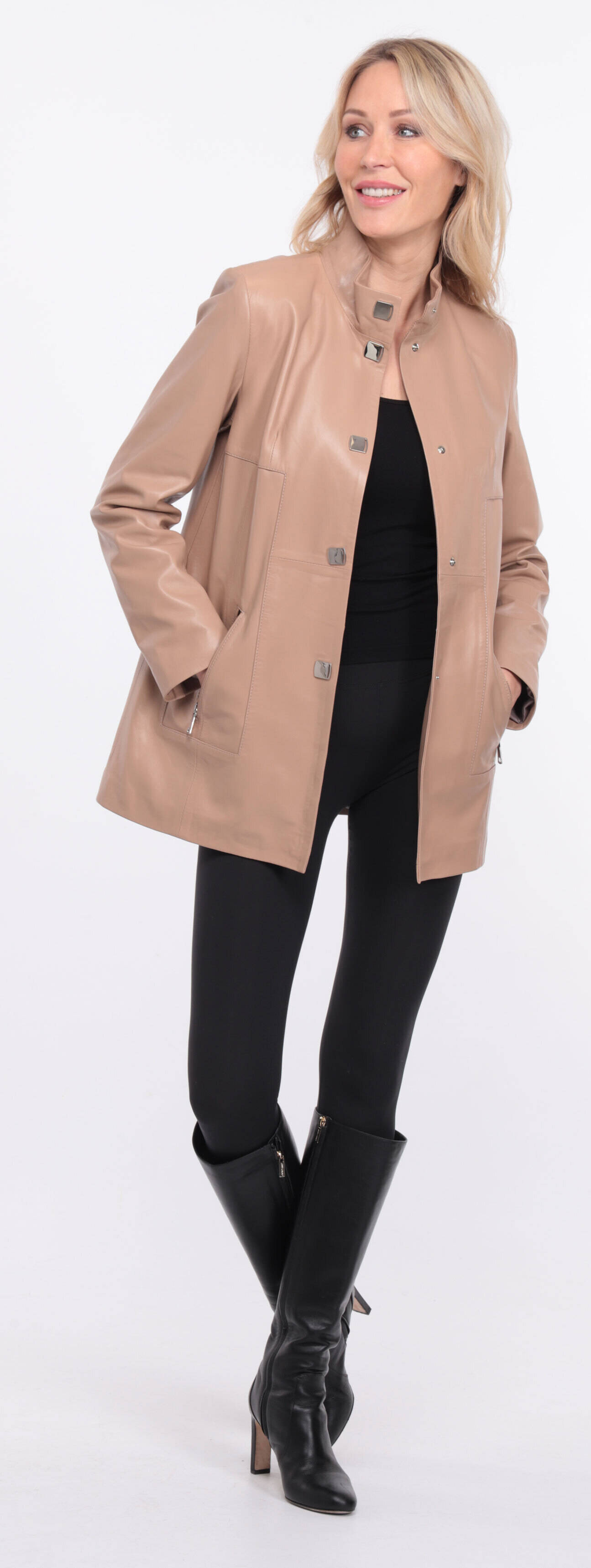 manteau cuir olivia beige  (11)