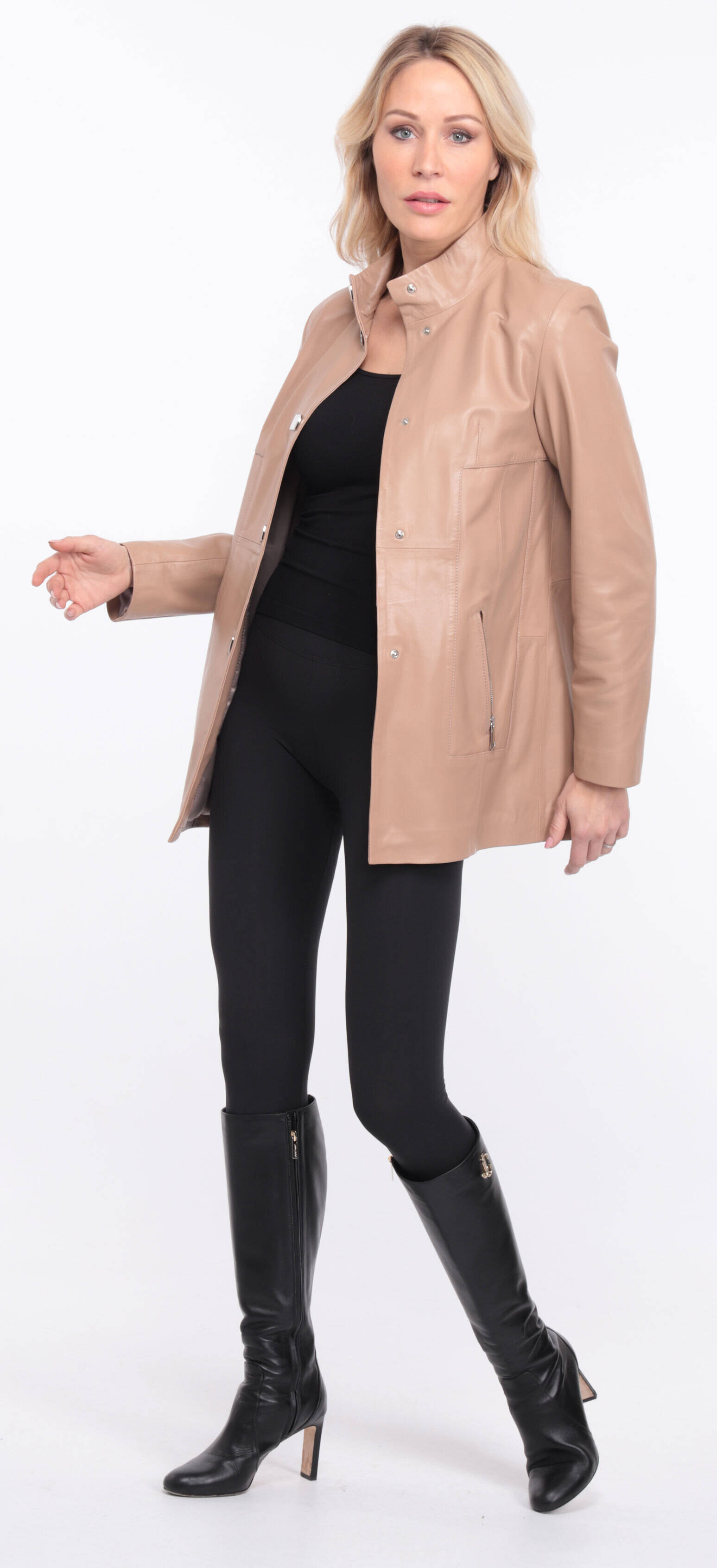 manteau cuir olivia beige  (13)