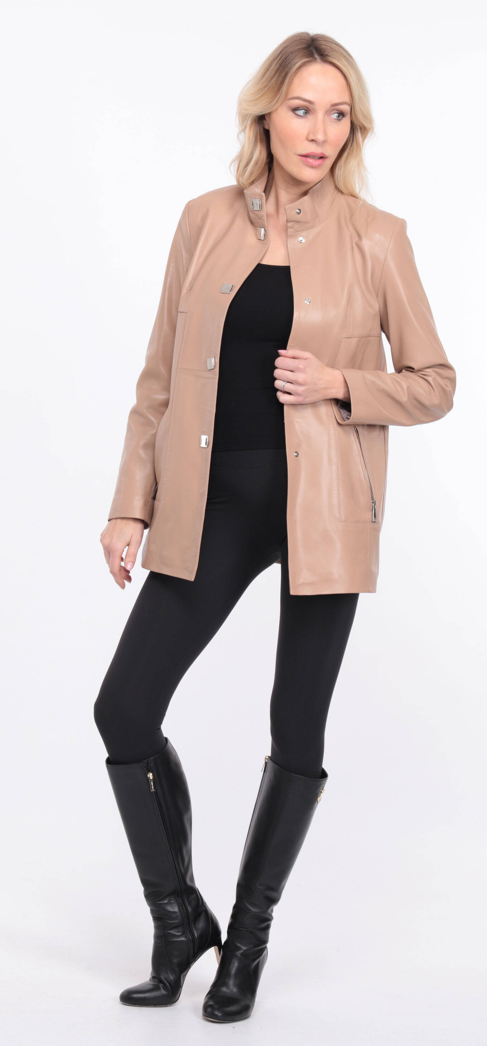 manteau cuir olivia beige  (15)